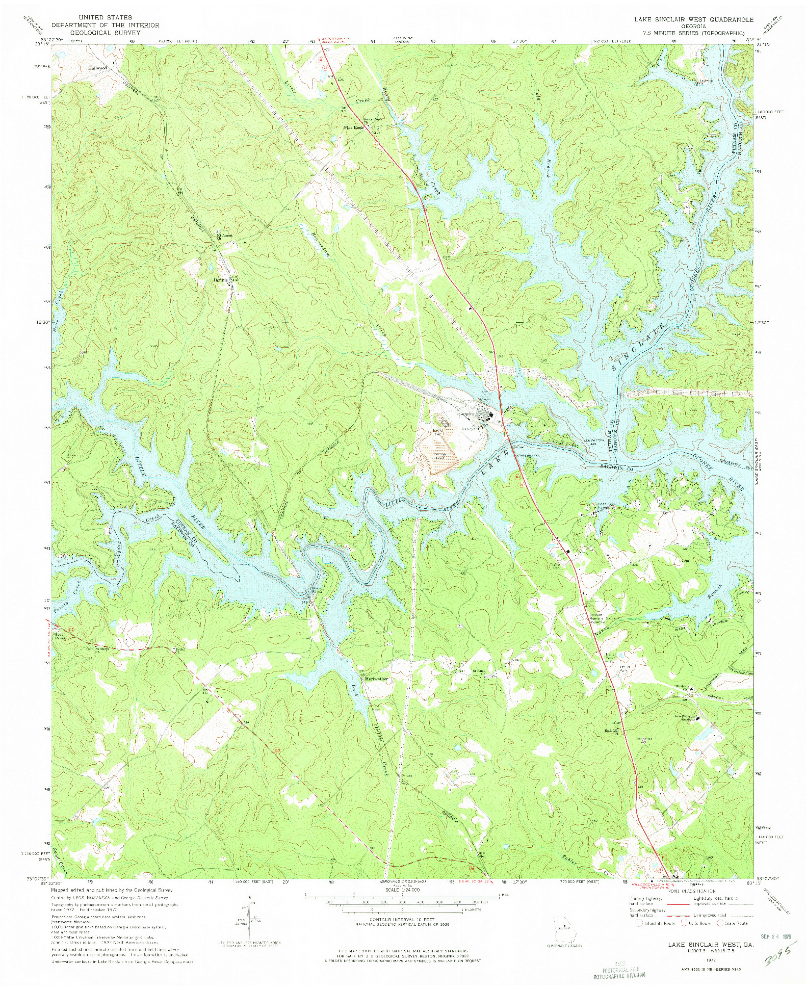 USGS 1:24000-SCALE QUADRANGLE FOR LAKE SINCLAIR WEST, GA 1972