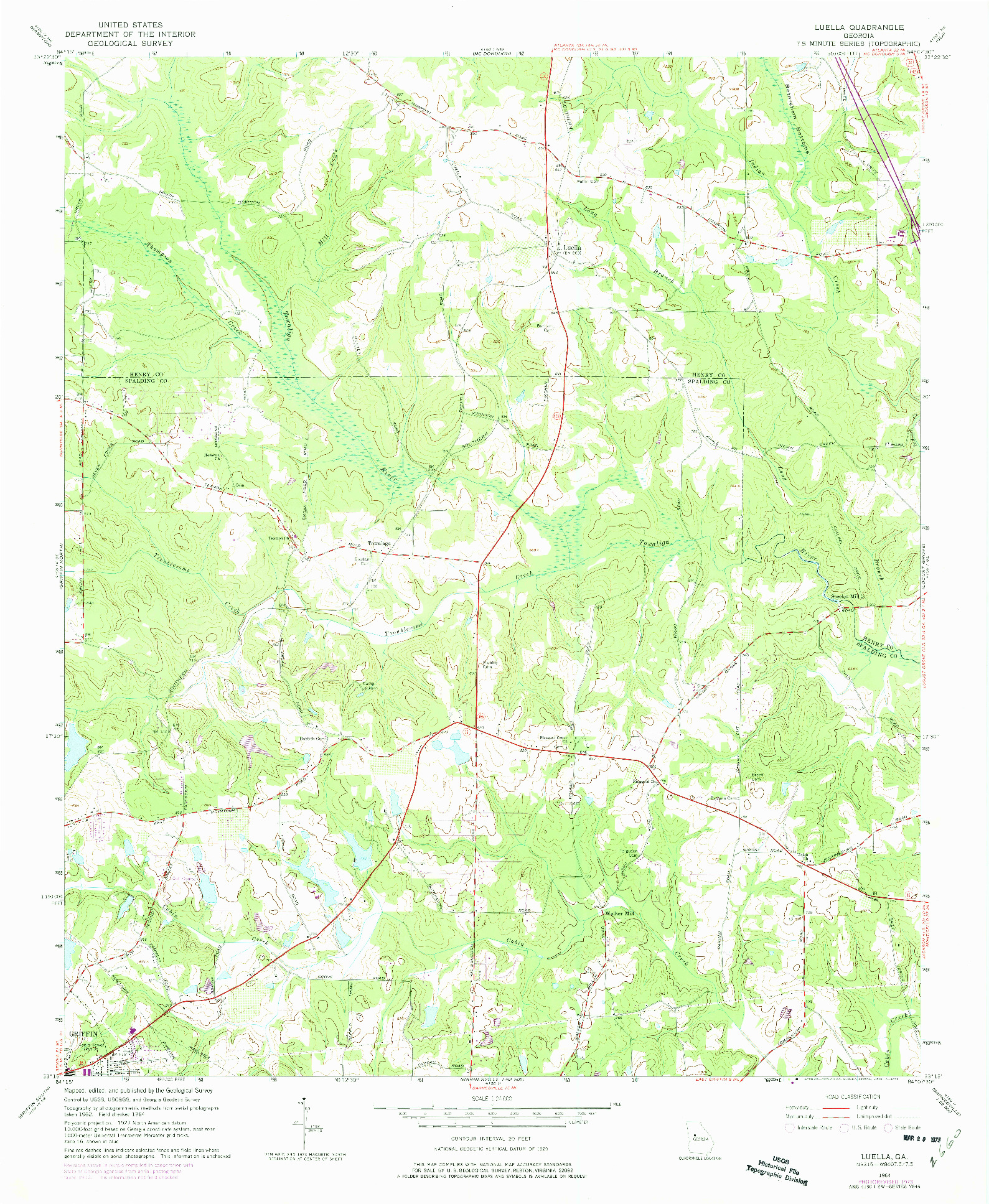 USGS 1:24000-SCALE QUADRANGLE FOR LUELLA, GA 1964