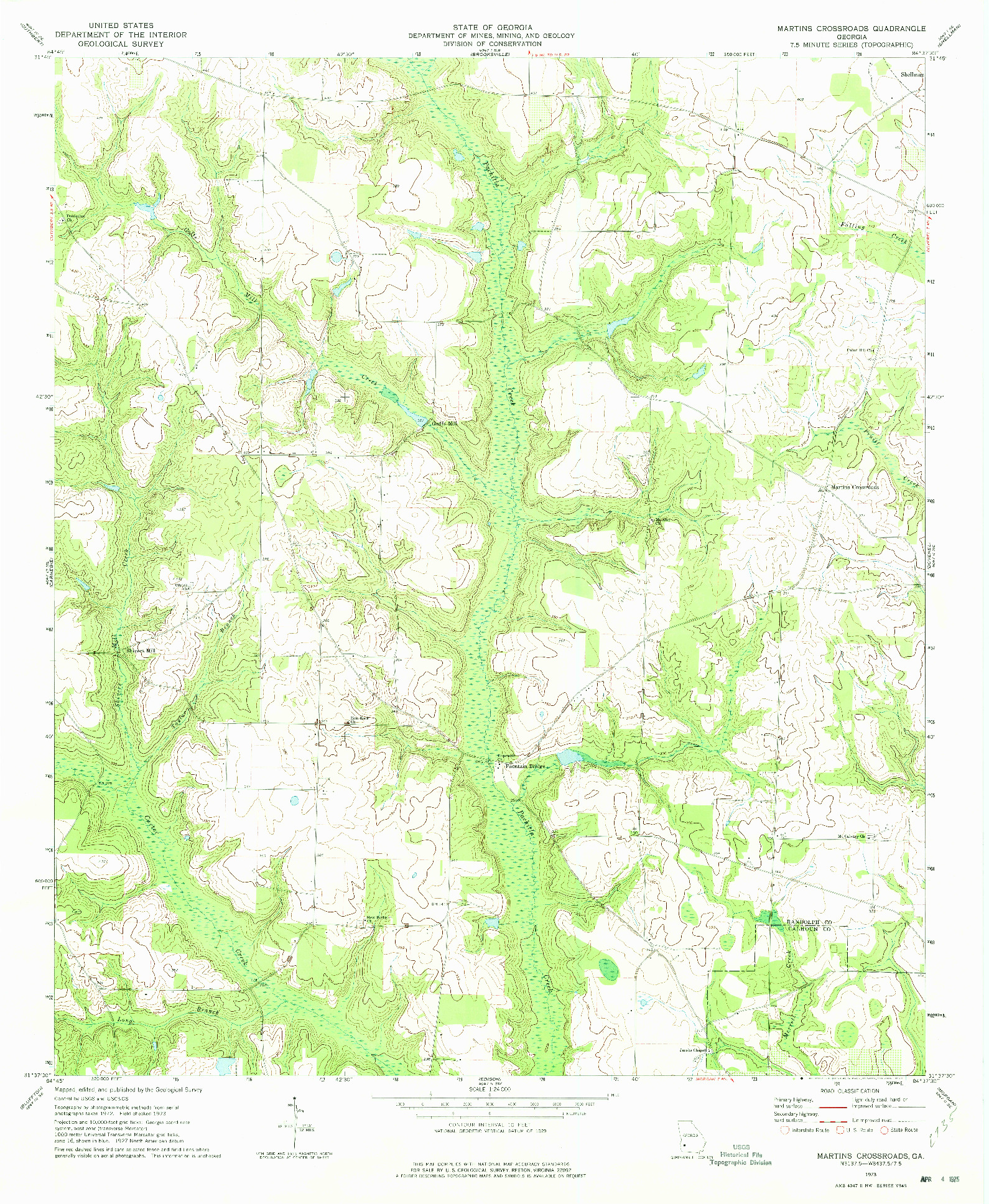 USGS 1:24000-SCALE QUADRANGLE FOR MARTINS CROSSROADS, GA 1973