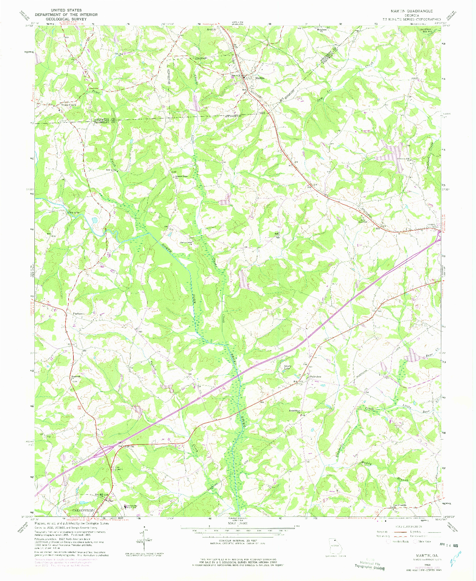 USGS 1:24000-SCALE QUADRANGLE FOR MARTIN, GA 1960