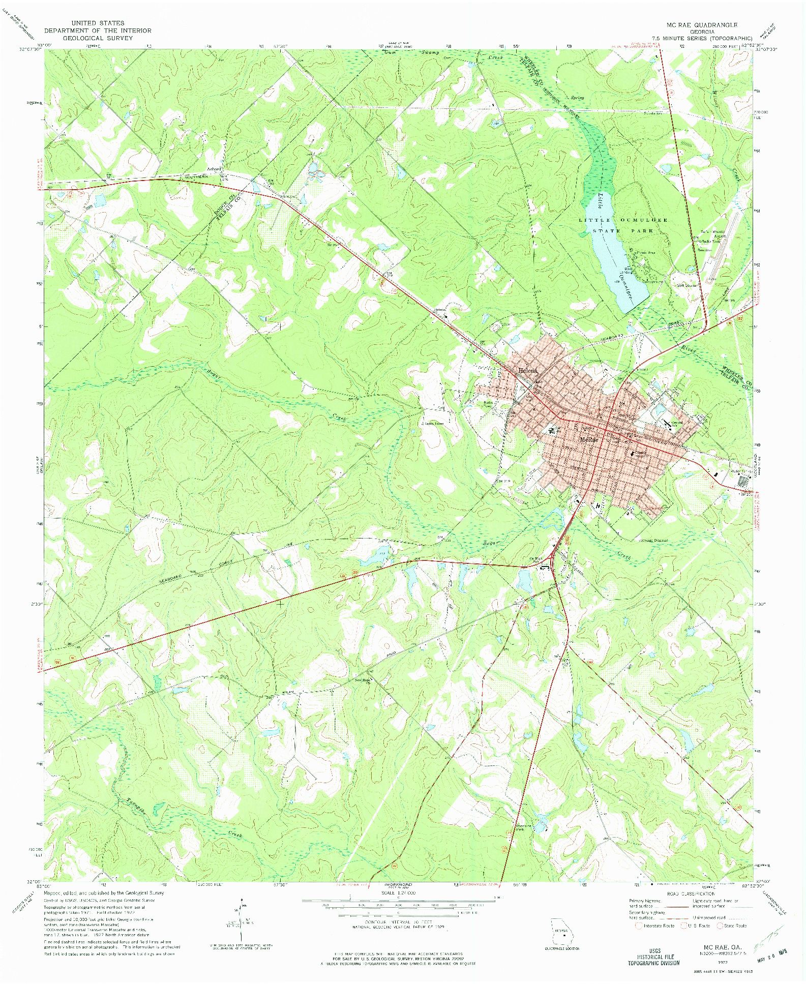 USGS 1:24000-SCALE QUADRANGLE FOR MC RAE, GA 1972