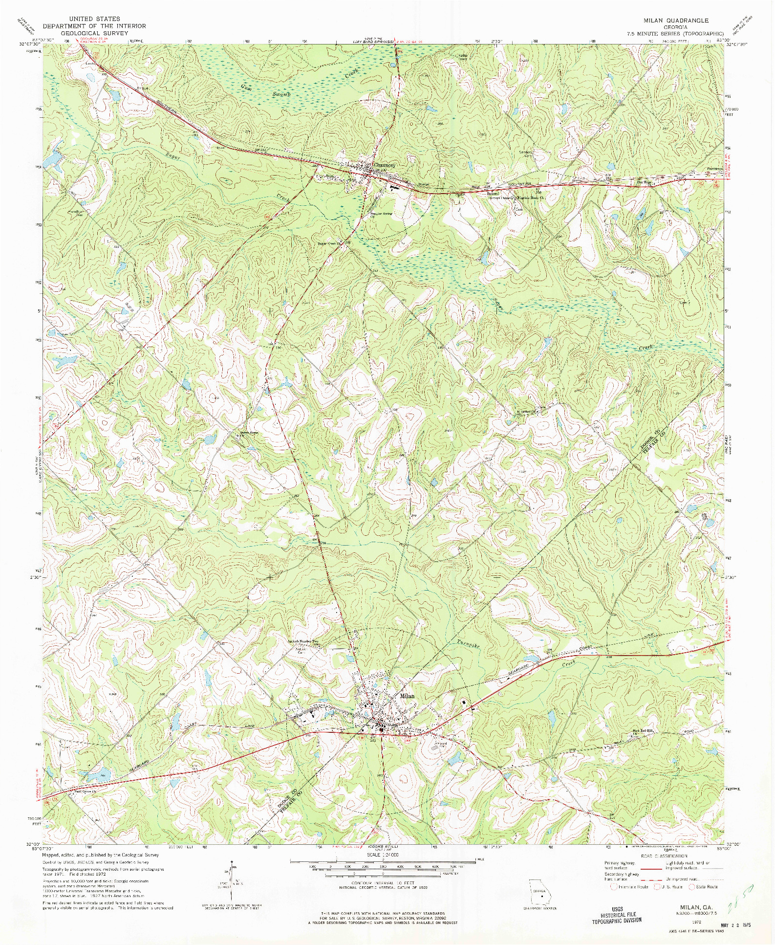 USGS 1:24000-SCALE QUADRANGLE FOR MILAN, GA 1972