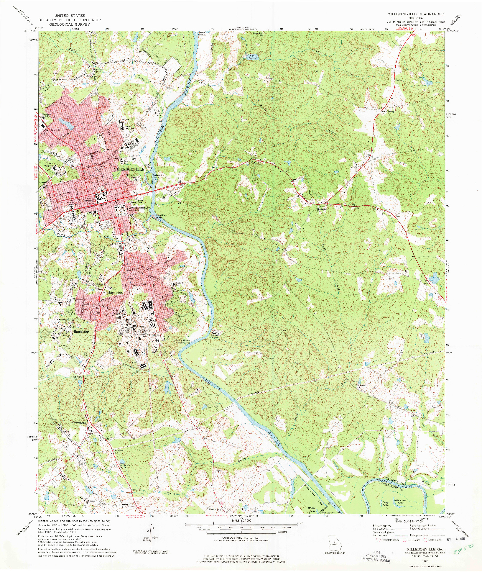 USGS 1:24000-SCALE QUADRANGLE FOR MILLEDGEVILLE, GA 1972