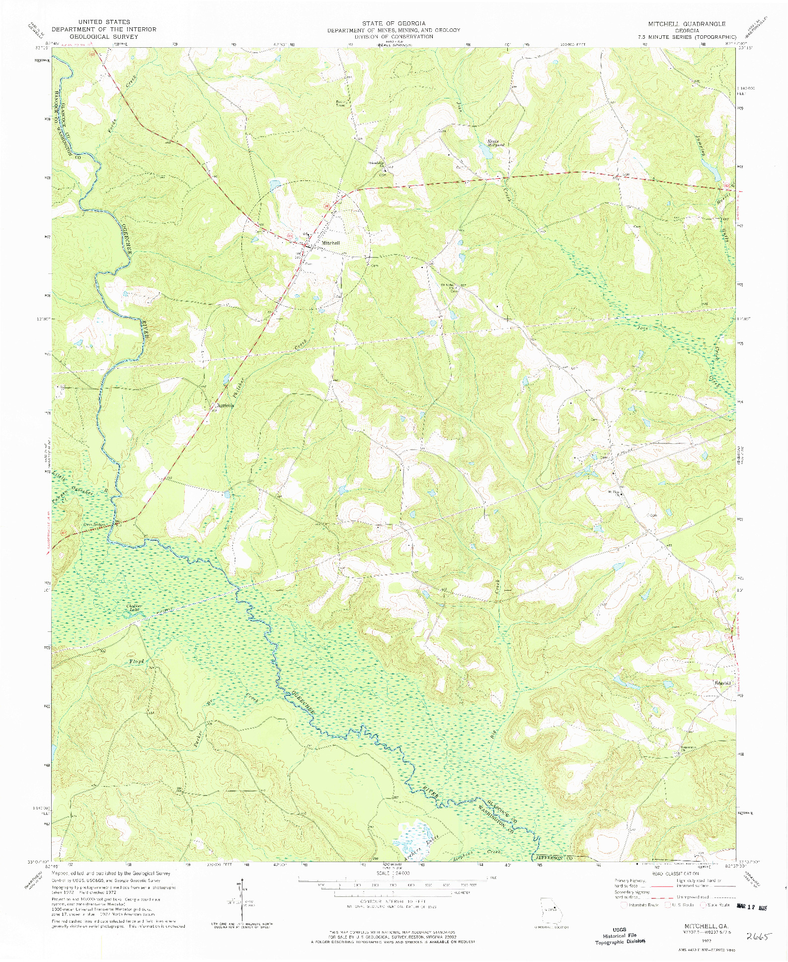 USGS 1:24000-SCALE QUADRANGLE FOR MITCHELL, GA 1972