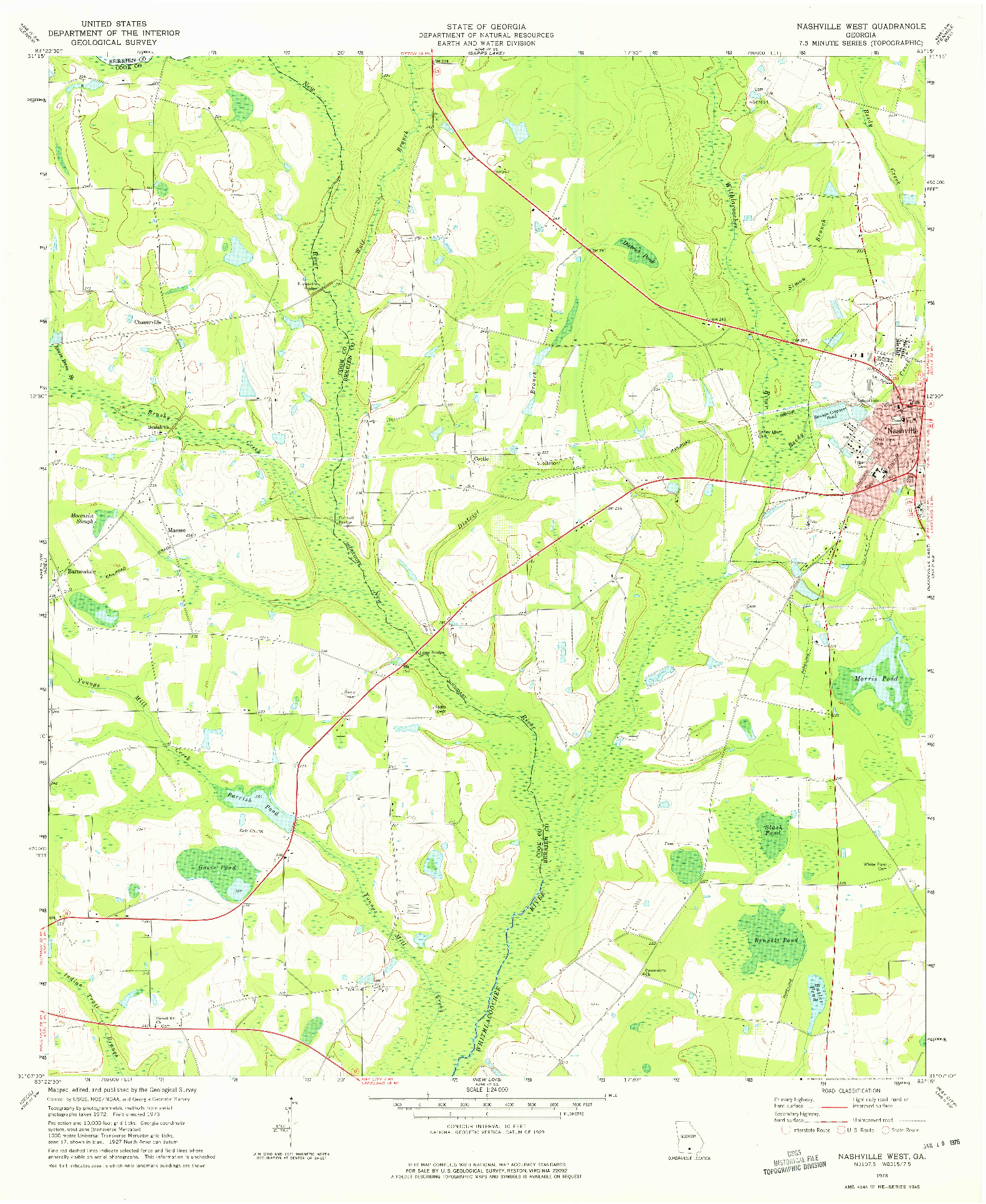 USGS 1:24000-SCALE QUADRANGLE FOR NASHVILLE WEST, GA 1973