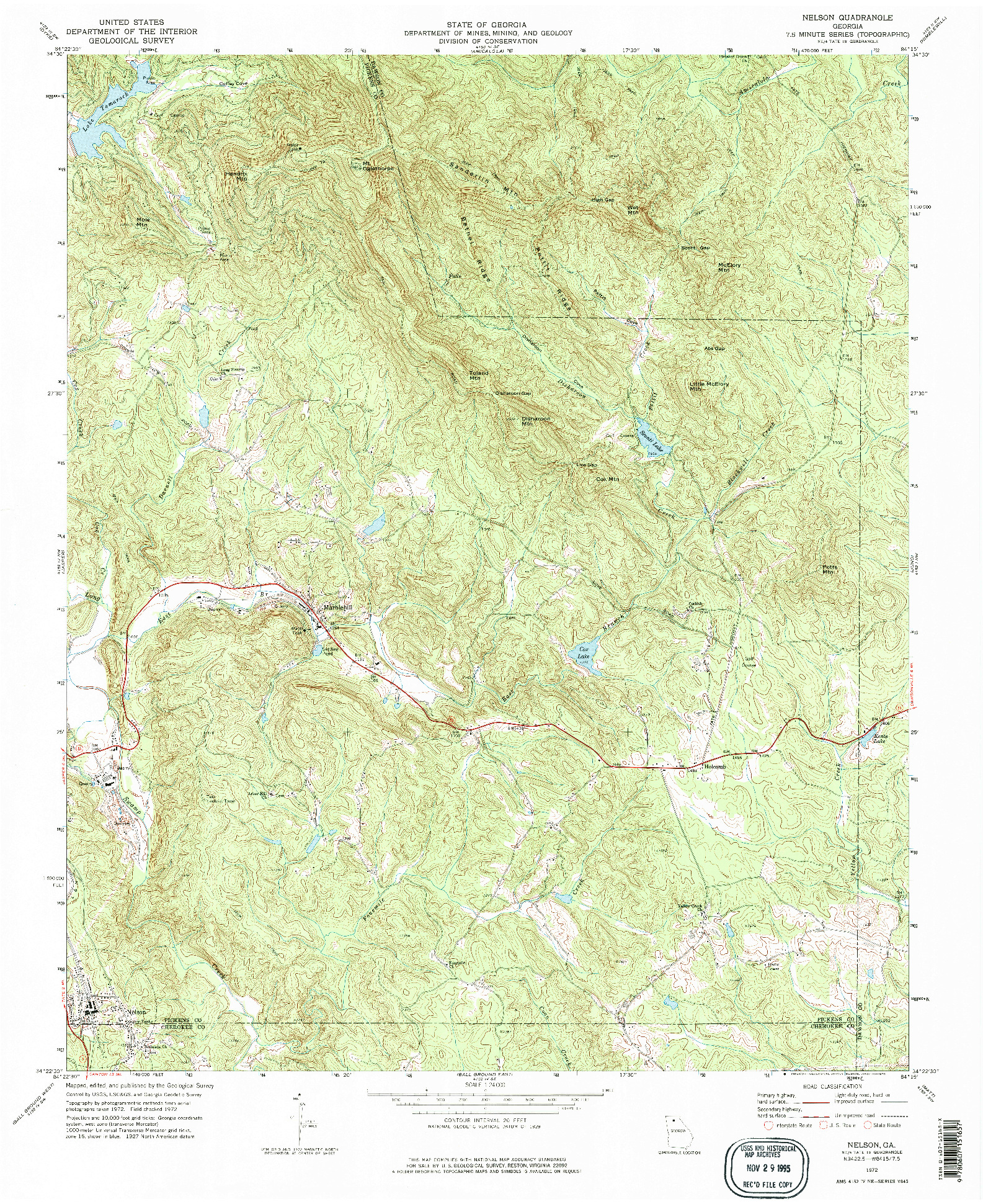 USGS 1:24000-SCALE QUADRANGLE FOR NELSON, GA 1972