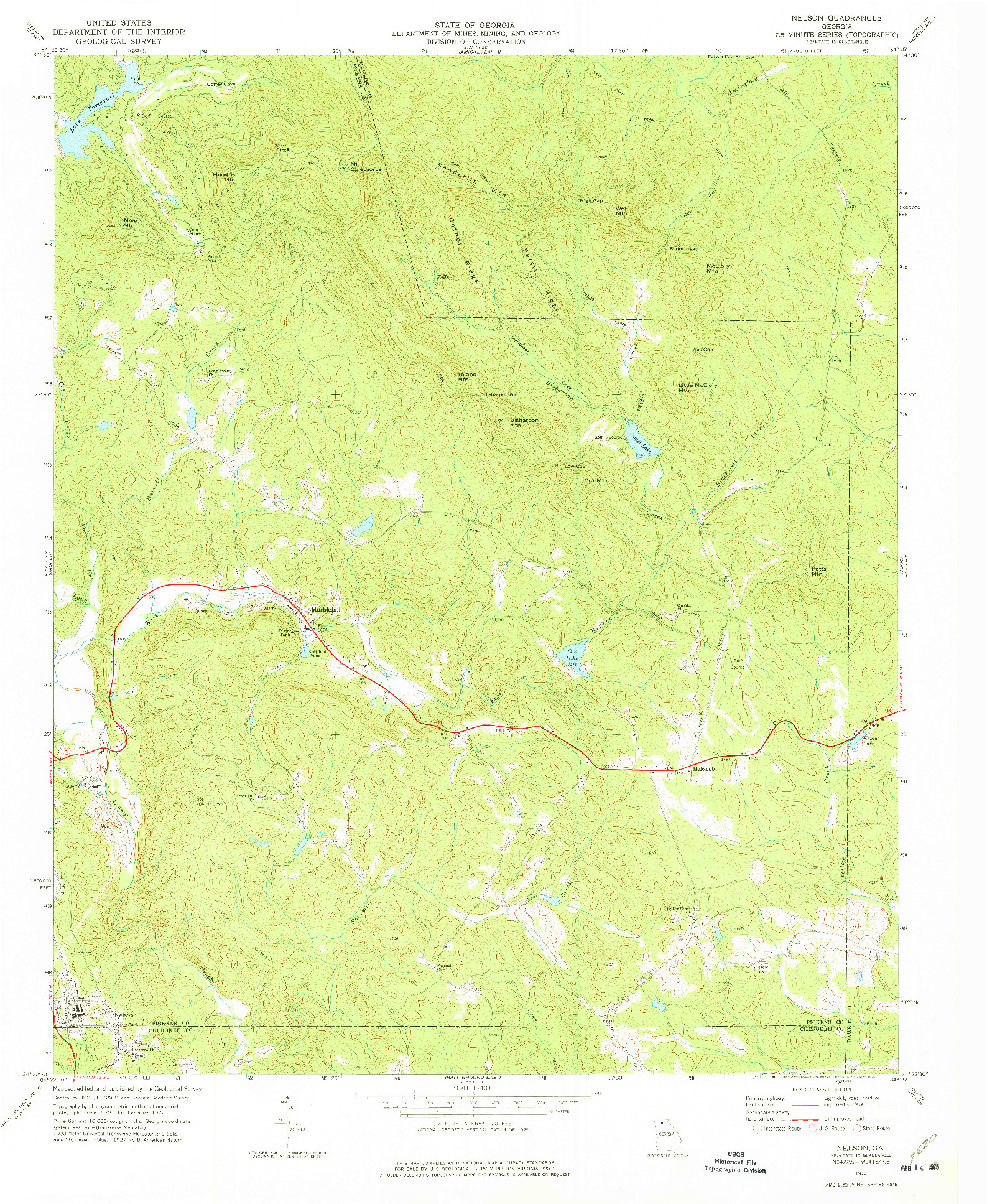 USGS 1:24000-SCALE QUADRANGLE FOR NELSON, GA 1972