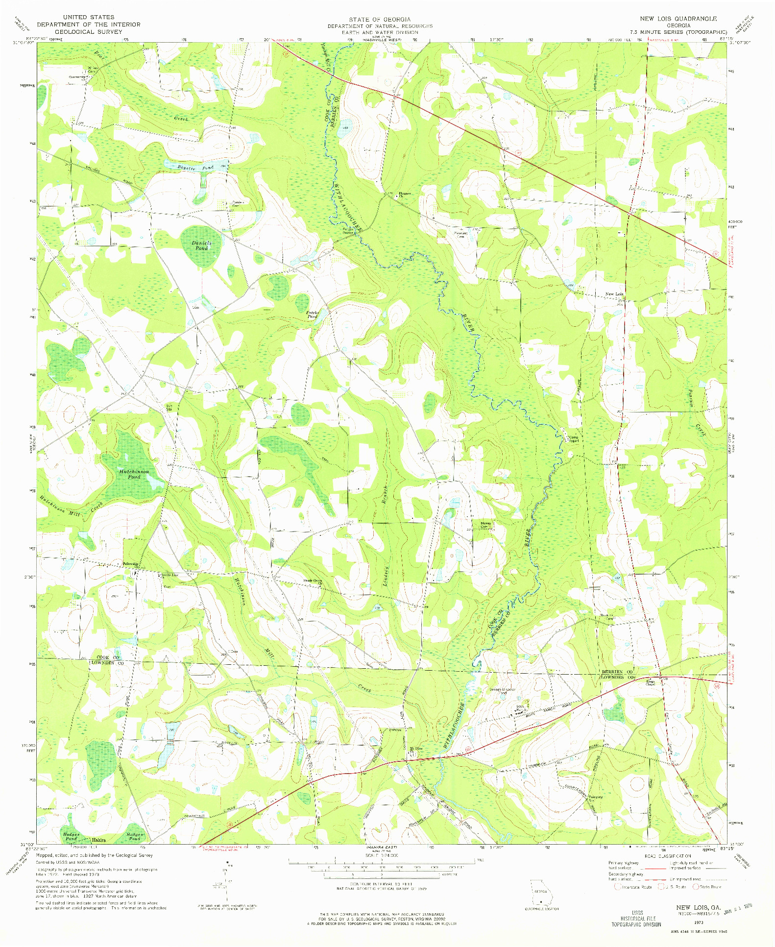 USGS 1:24000-SCALE QUADRANGLE FOR NEW LOIS, GA 1973