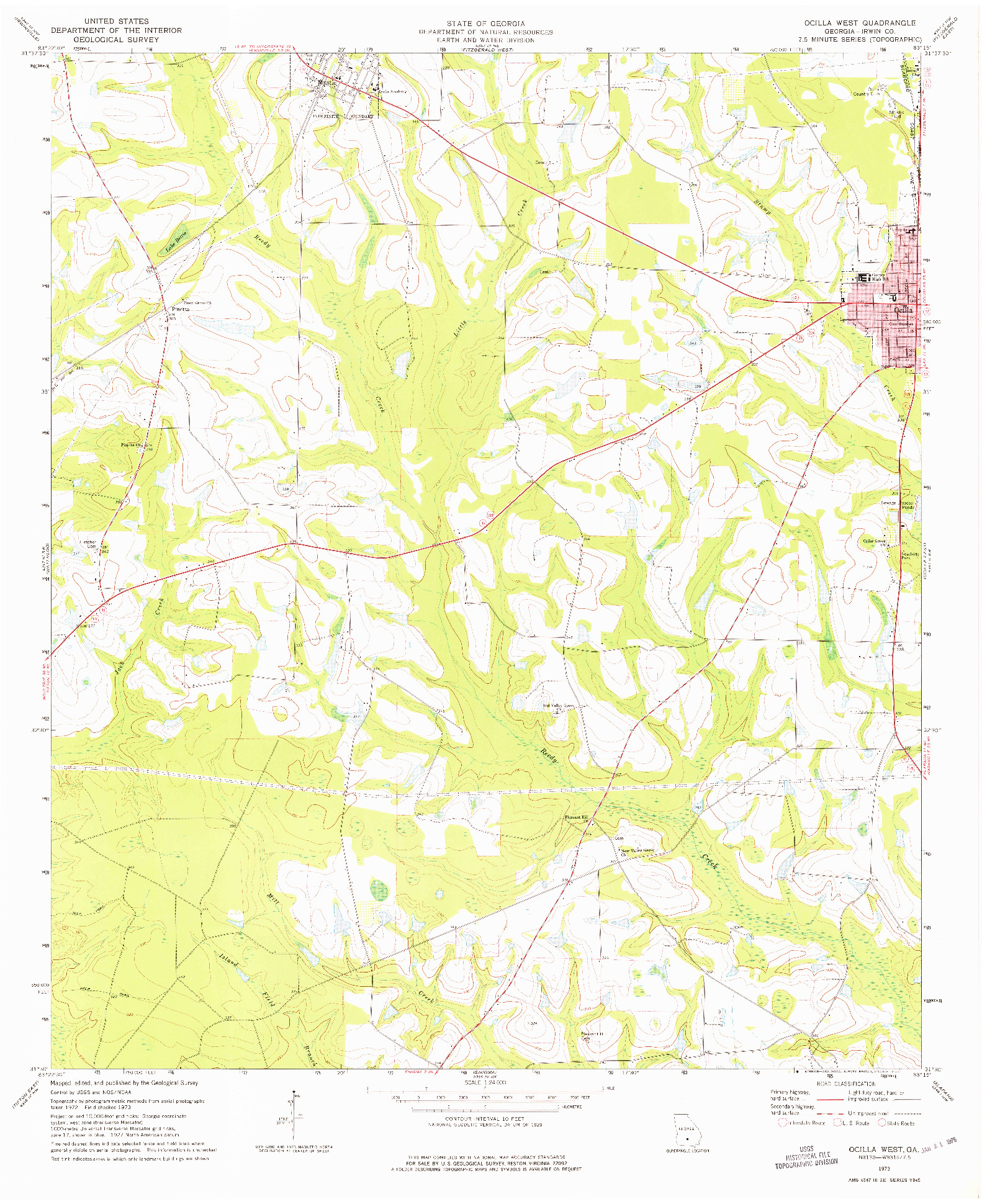 USGS 1:24000-SCALE QUADRANGLE FOR OCILLA WEST, GA 1973