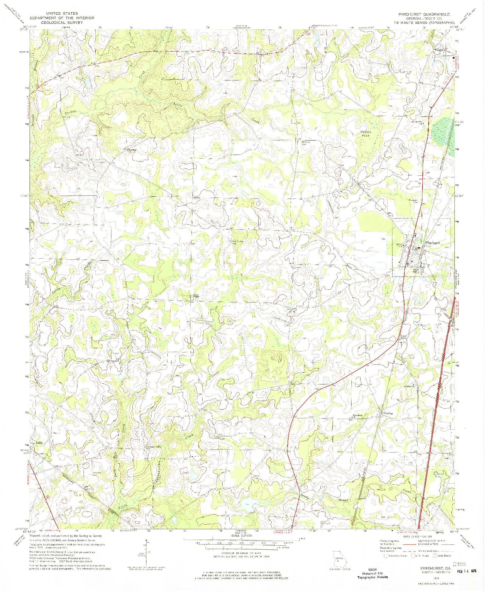 USGS 1:24000-SCALE QUADRANGLE FOR PINEHURST, GA 1971