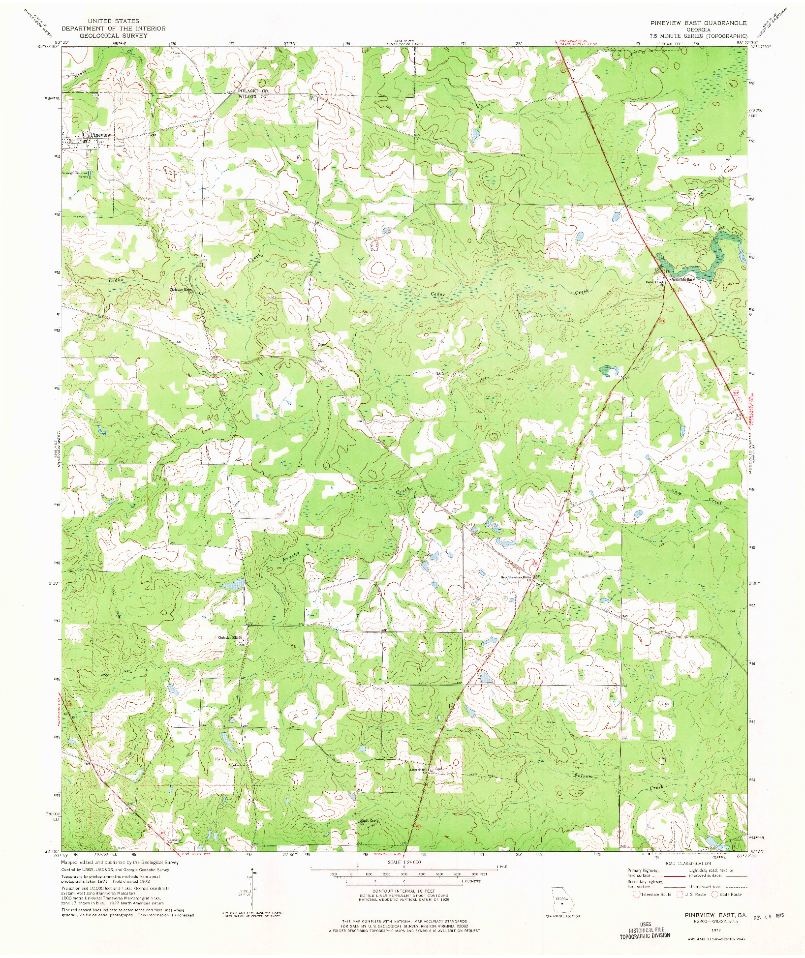 USGS 1:24000-SCALE QUADRANGLE FOR PINEVIEW EAST, GA 1972