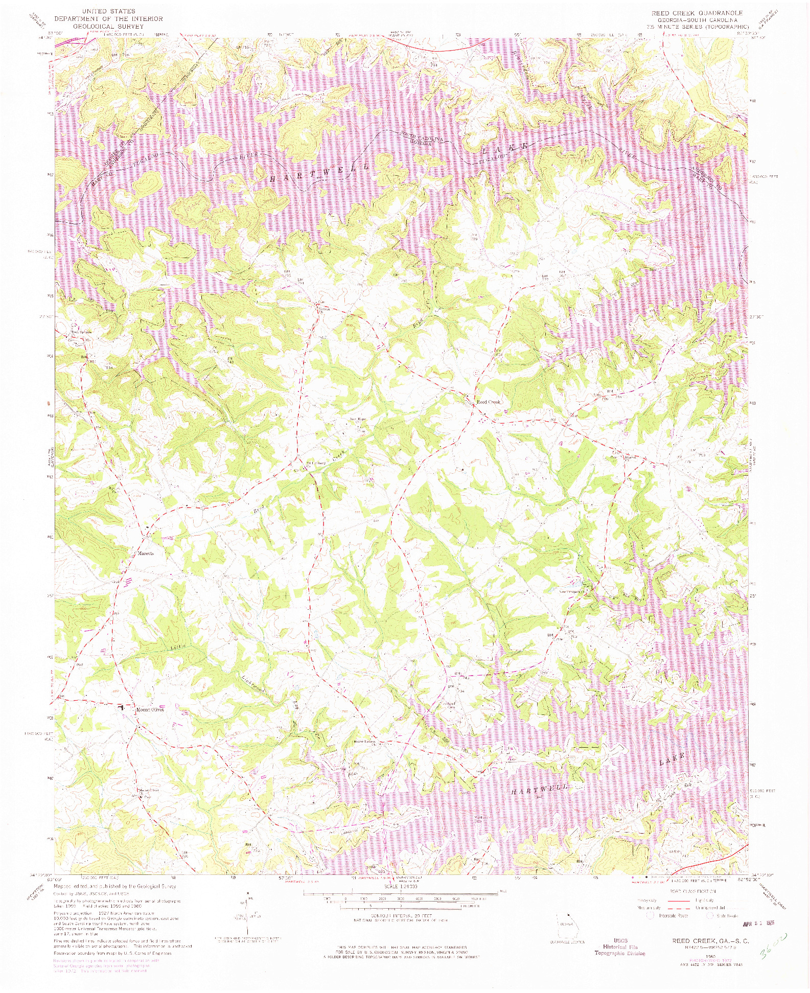 USGS 1:24000-SCALE QUADRANGLE FOR REED CREEK, GA 1960