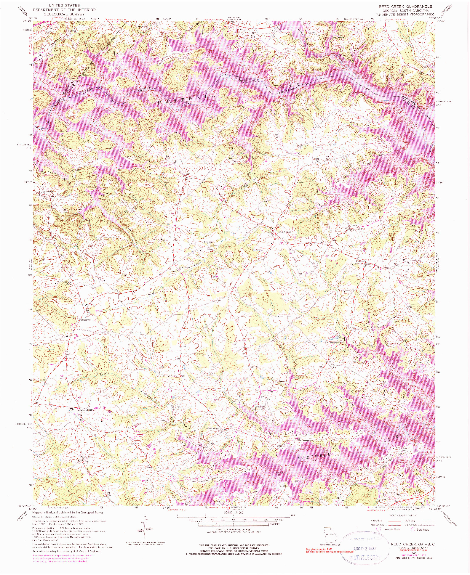 USGS 1:24000-SCALE QUADRANGLE FOR REED CREEK, GA 1960