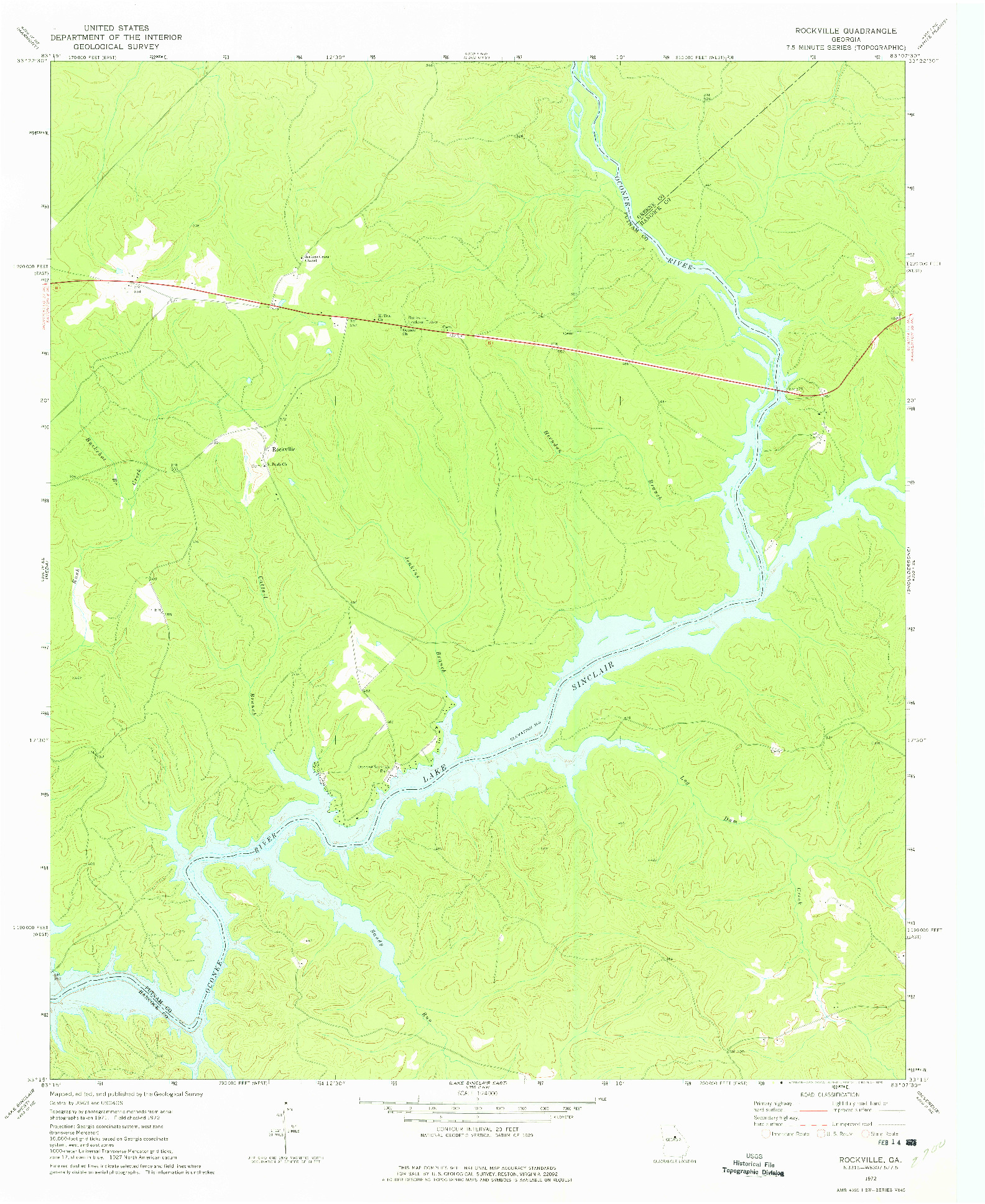 USGS 1:24000-SCALE QUADRANGLE FOR ROCKVILLE, GA 1972