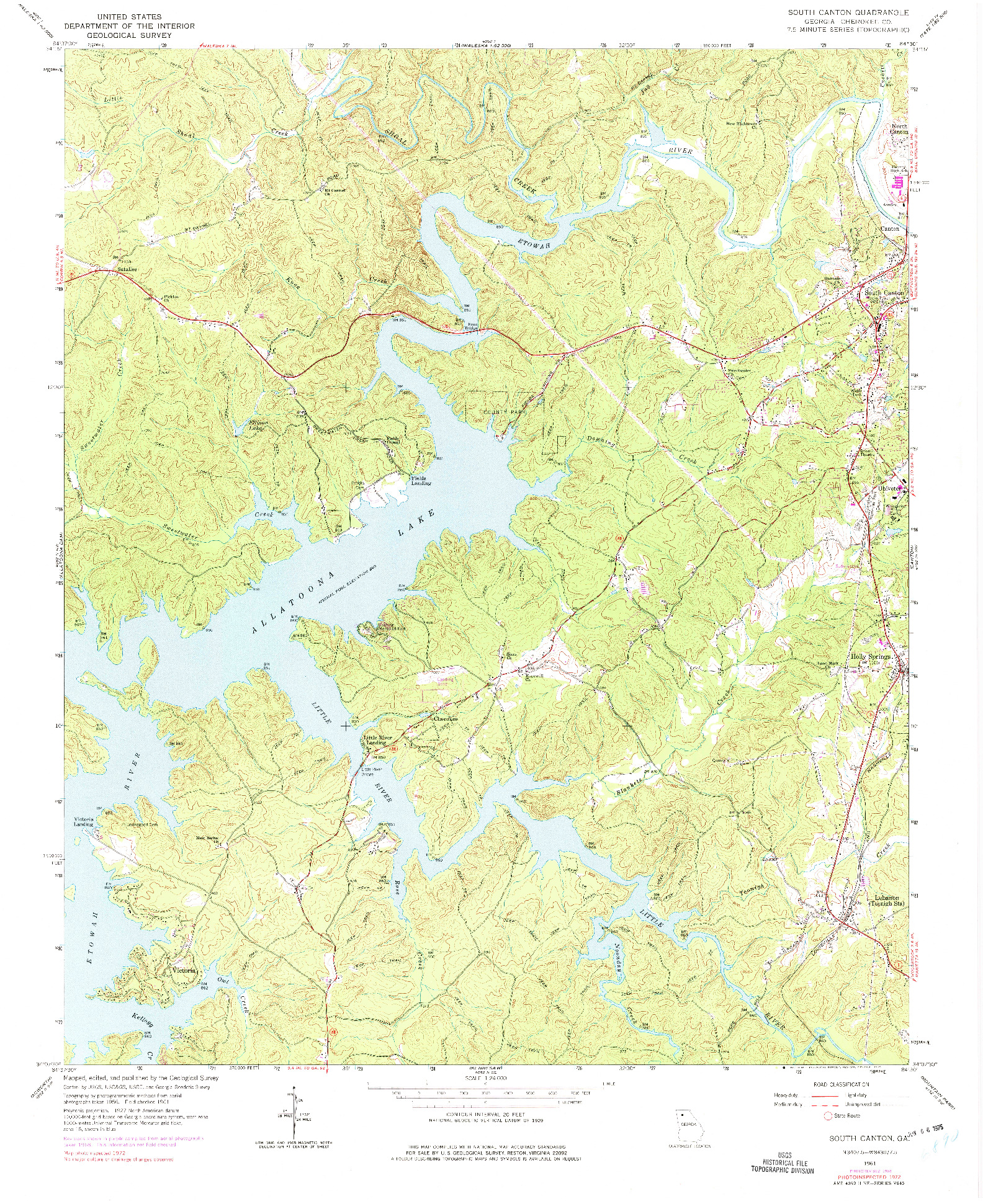 USGS 1:24000-SCALE QUADRANGLE FOR SOUTH CANTON, GA 1961
