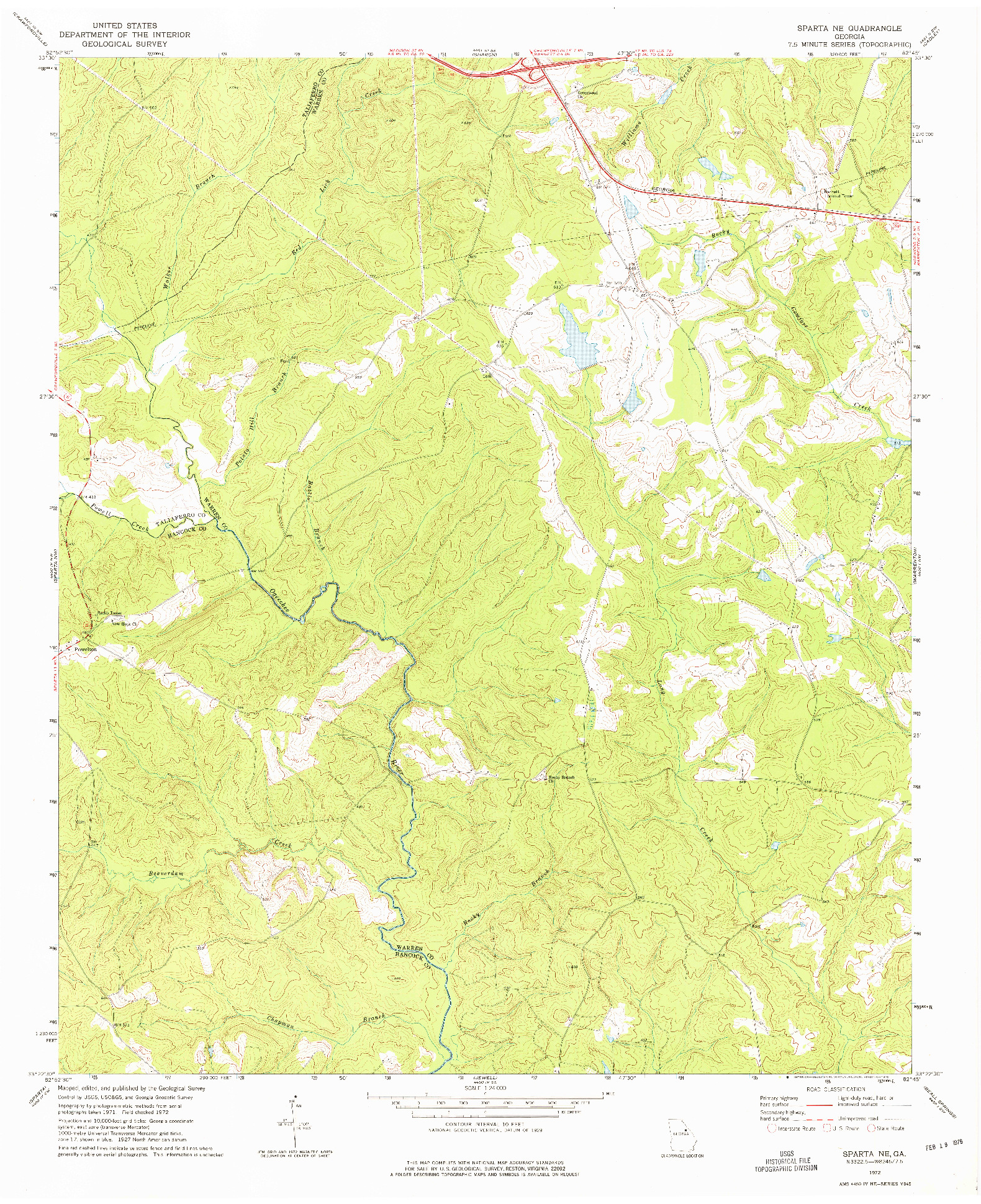 USGS 1:24000-SCALE QUADRANGLE FOR SPARTA NE, GA 1972