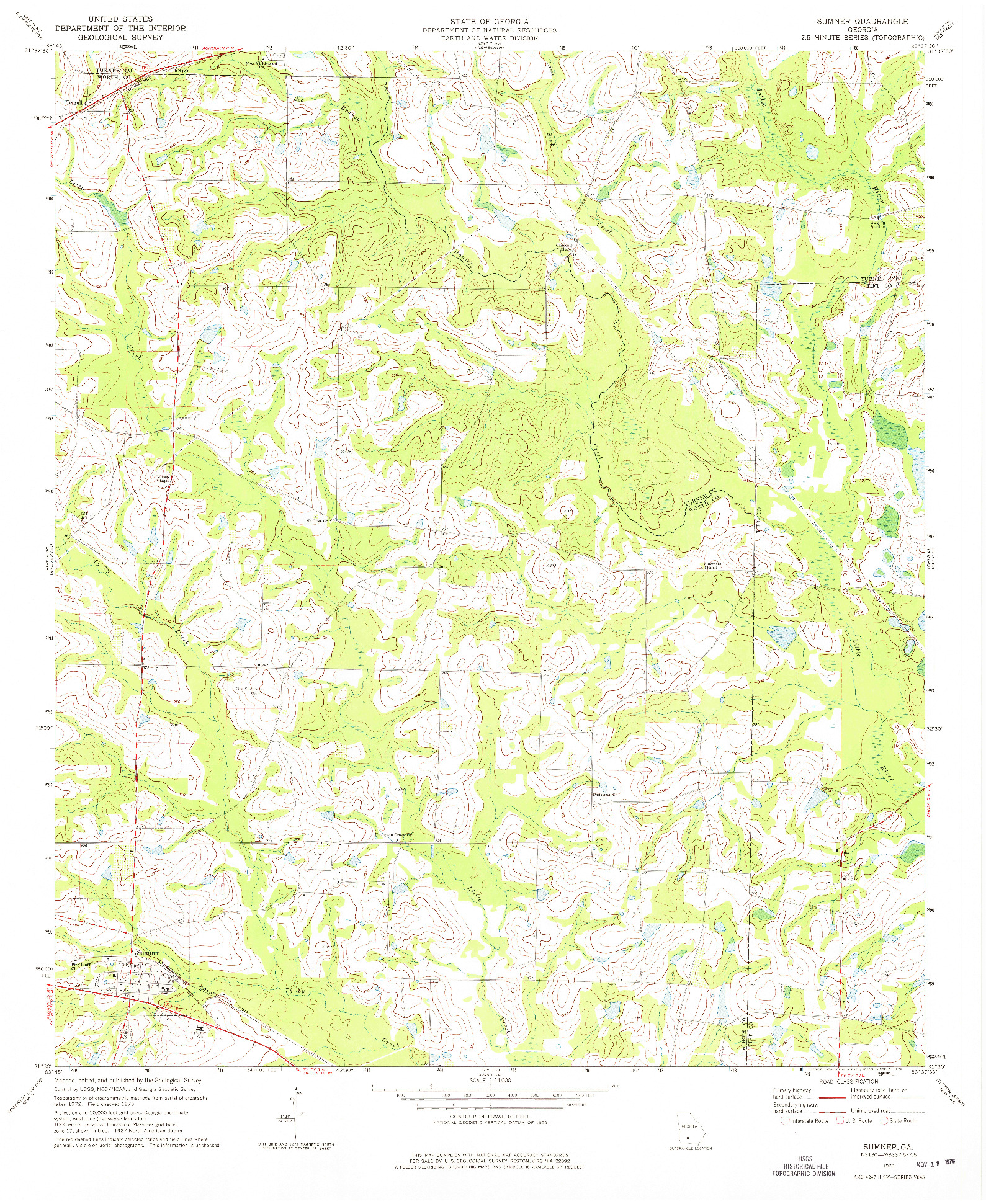 USGS 1:24000-SCALE QUADRANGLE FOR SUMNER, GA 1973
