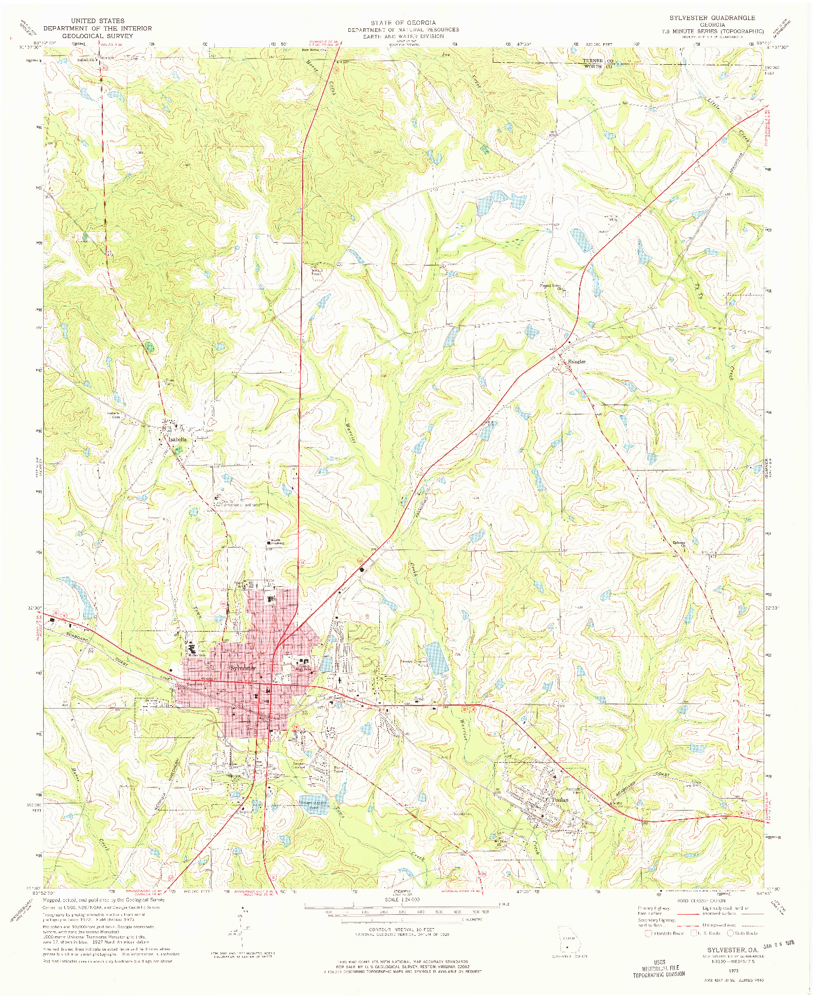 USGS 1:24000-SCALE QUADRANGLE FOR SYLVESTER, GA 1973