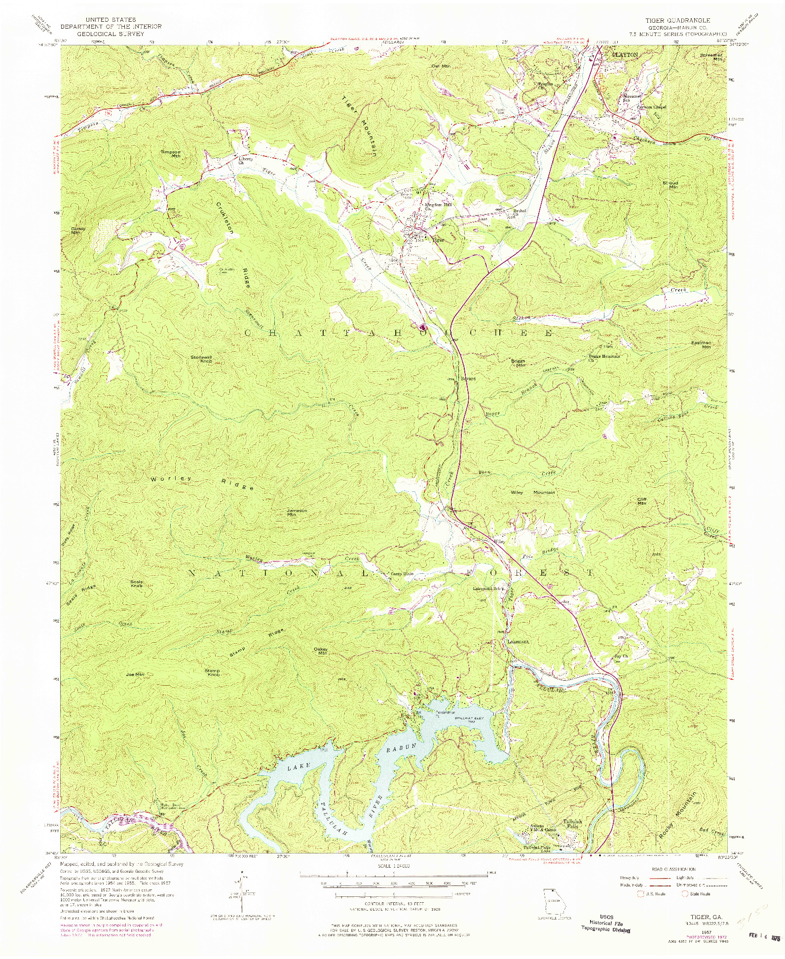 USGS 1:24000-SCALE QUADRANGLE FOR TIGER, GA 1957