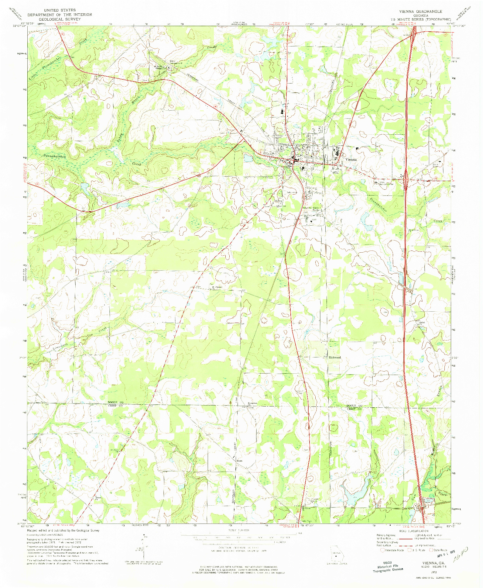 USGS 1:24000-SCALE QUADRANGLE FOR VIENNA, GA 1972