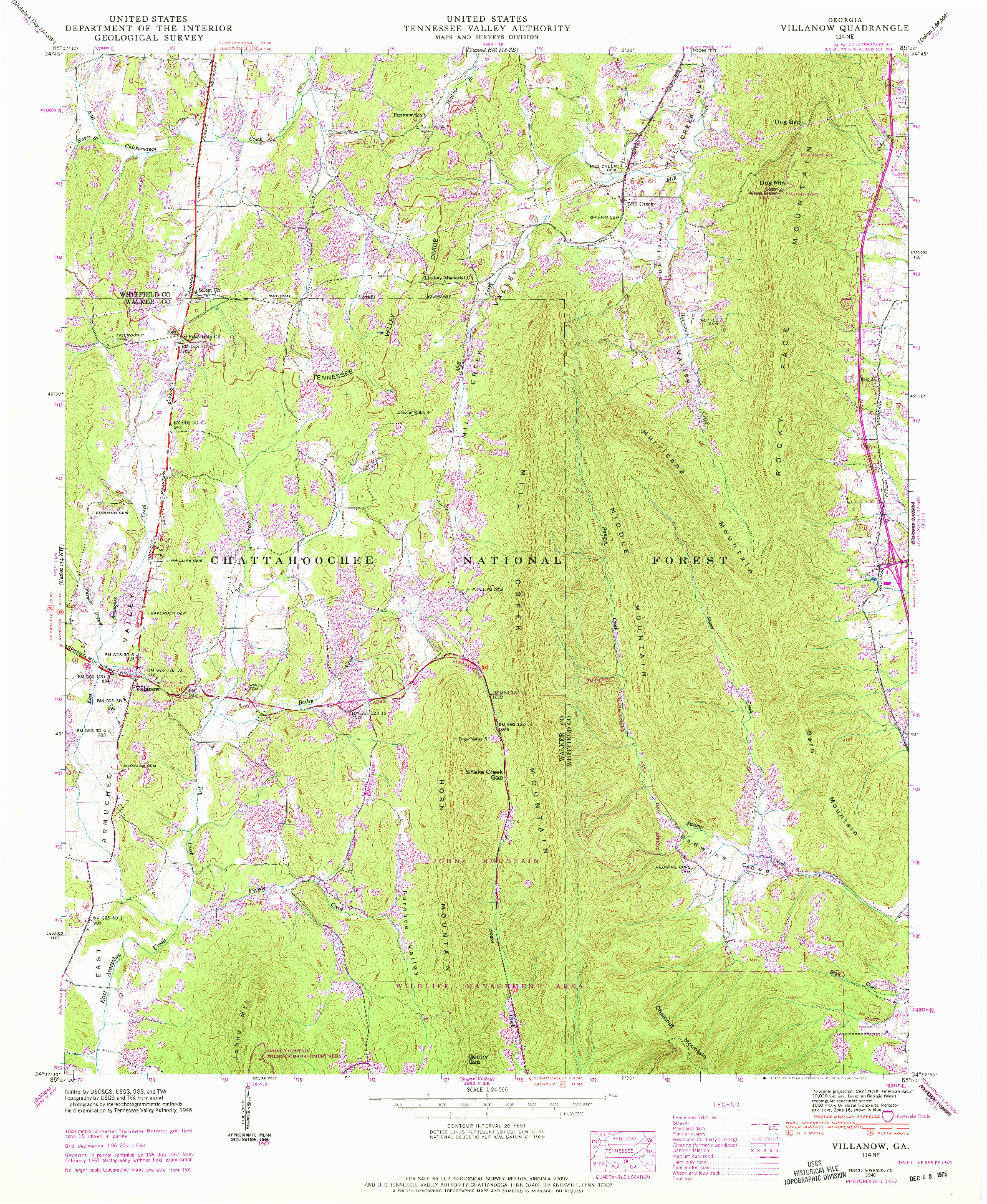 USGS 1:24000-SCALE QUADRANGLE FOR VILLANOW, GA 1946