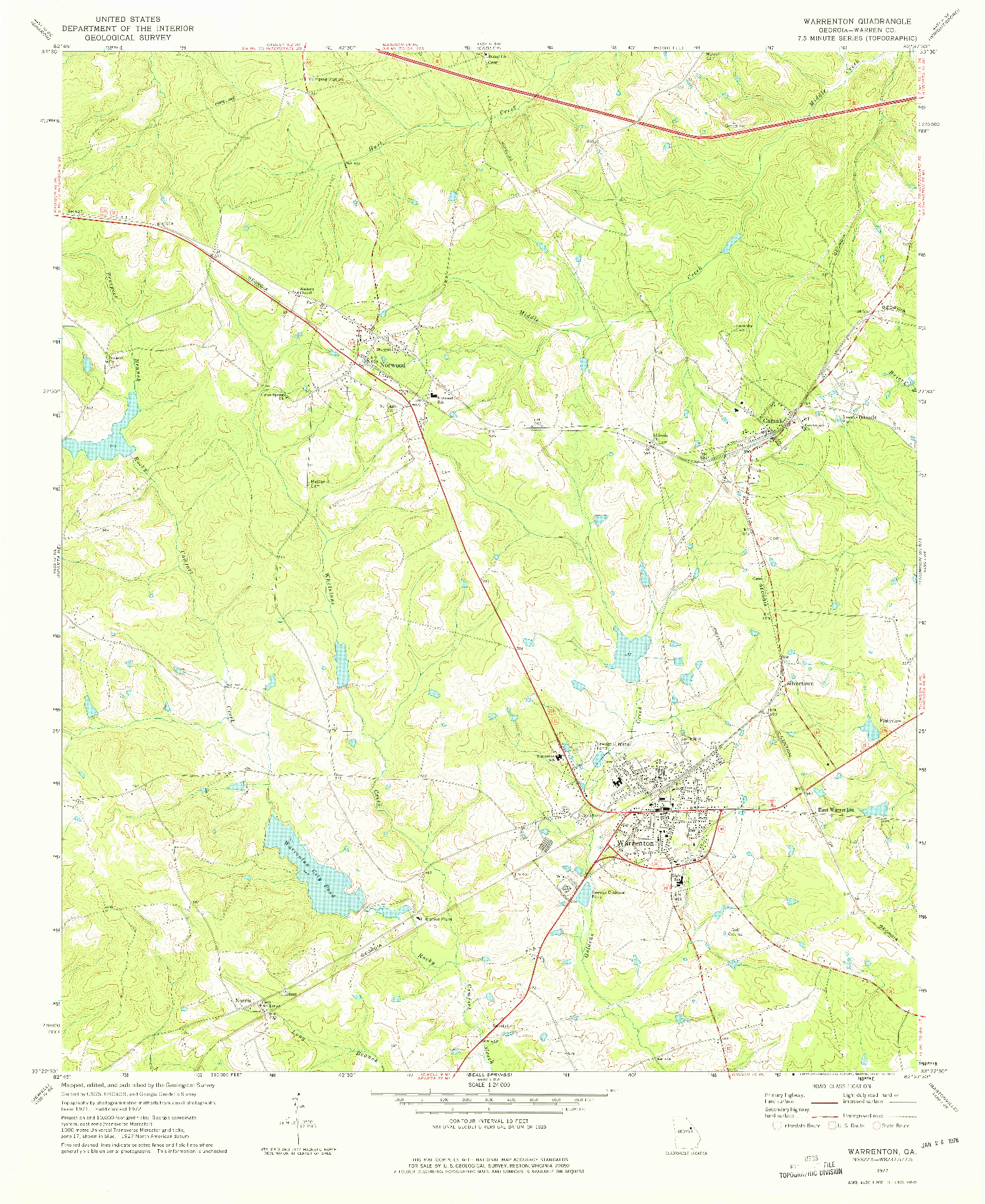 USGS 1:24000-SCALE QUADRANGLE FOR WARRENTON, GA 1972