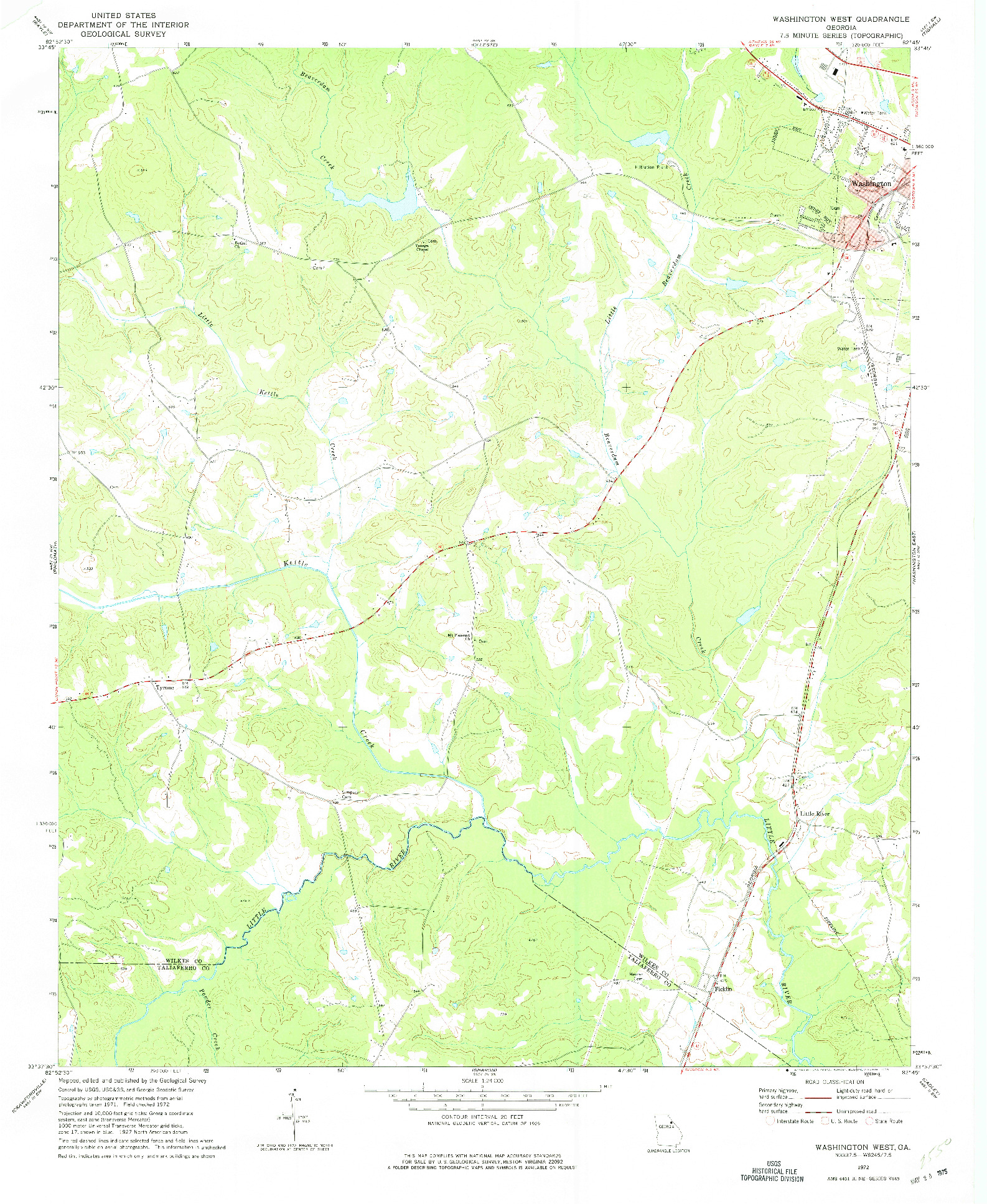 USGS 1:24000-SCALE QUADRANGLE FOR WASHINGTON WEST, GA 1972