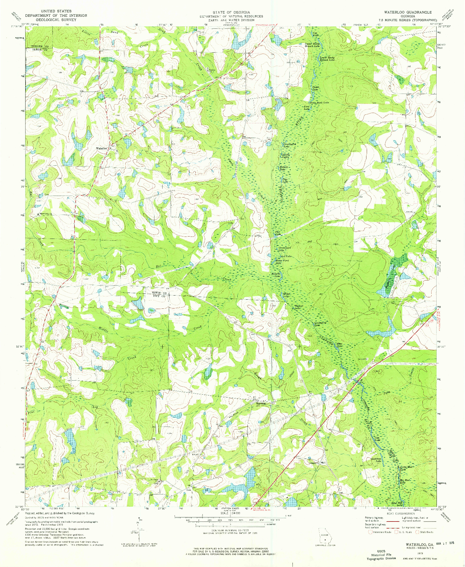 USGS 1:24000-SCALE QUADRANGLE FOR WATERLOO, GA 1973