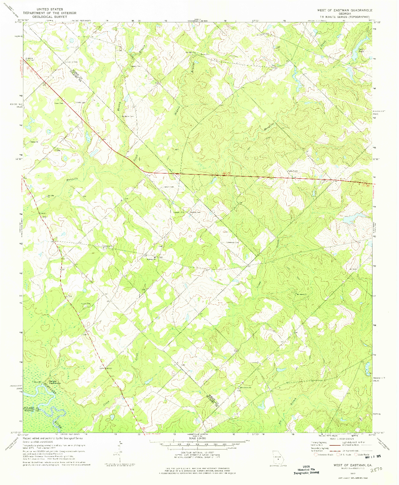 USGS 1:24000-SCALE QUADRANGLE FOR WEST OF EASTMAN, GA 1972
