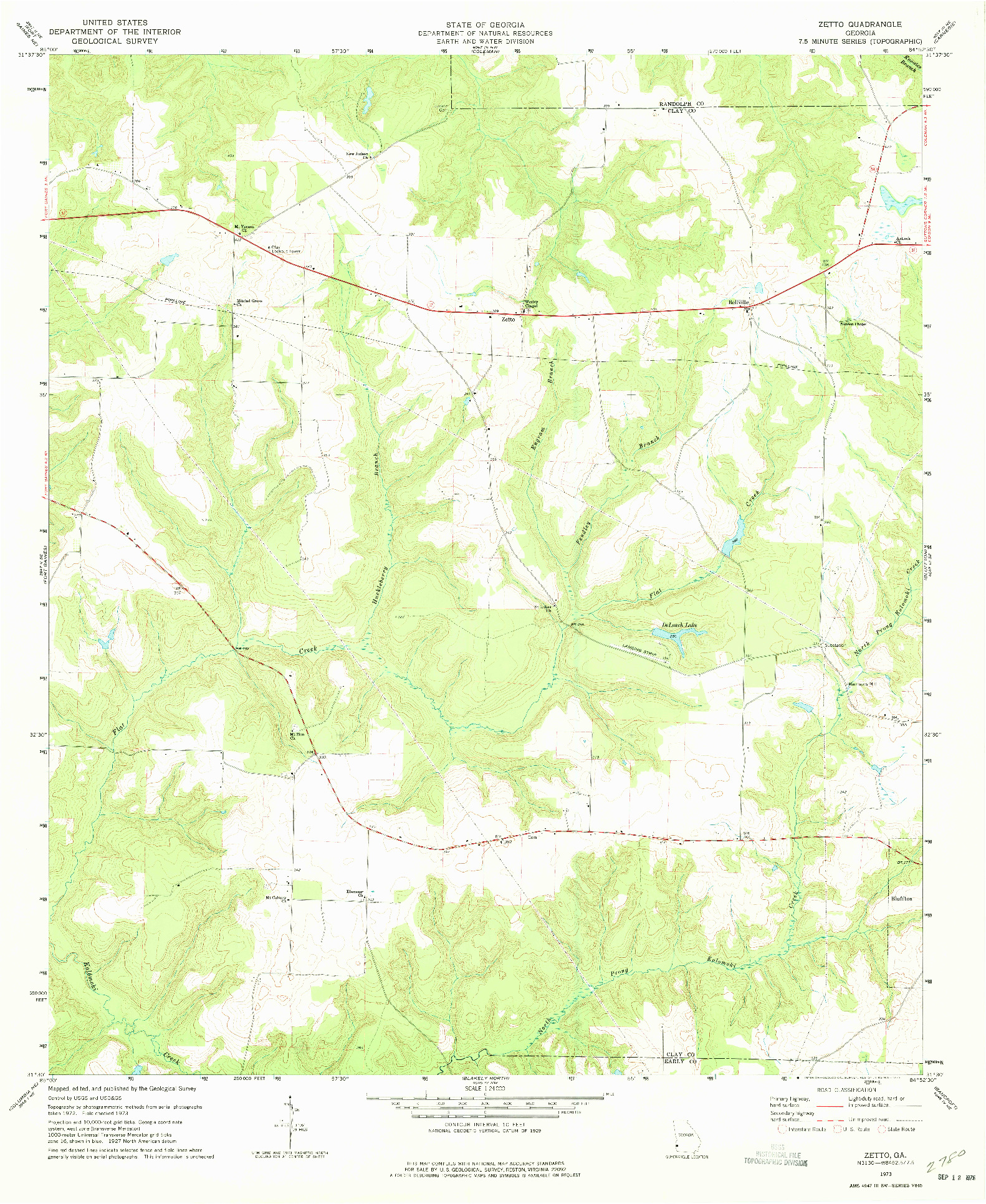 USGS 1:24000-SCALE QUADRANGLE FOR ZETTO, GA 1973