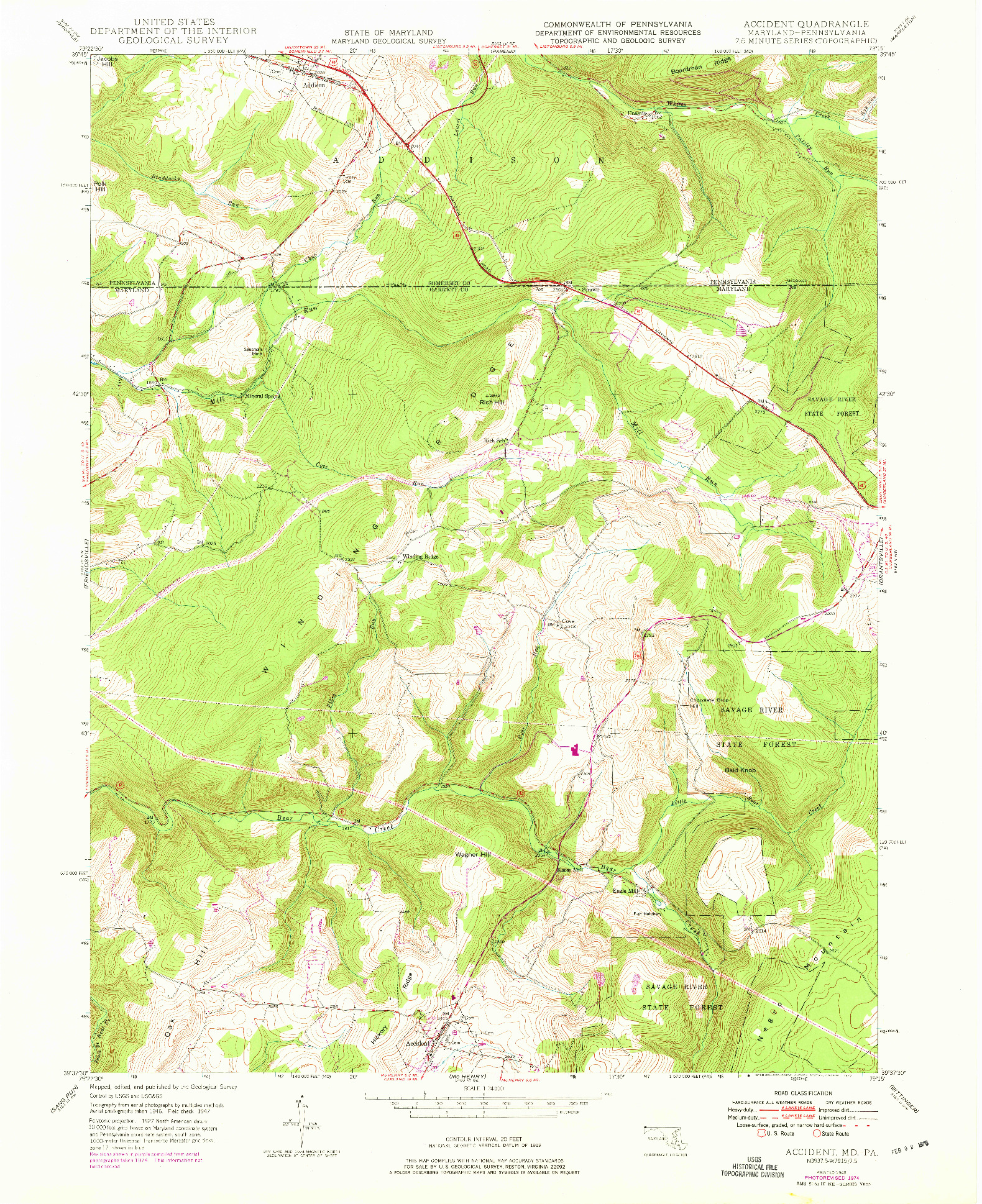 USGS 1:24000-SCALE QUADRANGLE FOR ACCIDENT, MD 1948