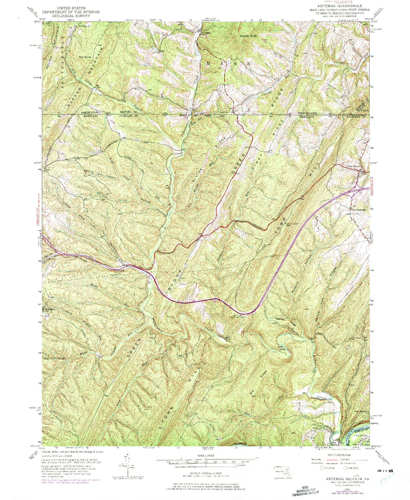 USGS 1:24000-SCALE QUADRANGLE FOR ARTEMAS, MD 1950