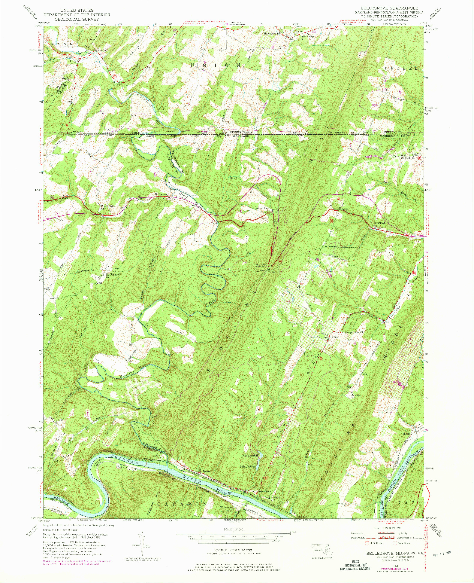 USGS 1:24000-SCALE QUADRANGLE FOR BELLEGROVE, MD 1951