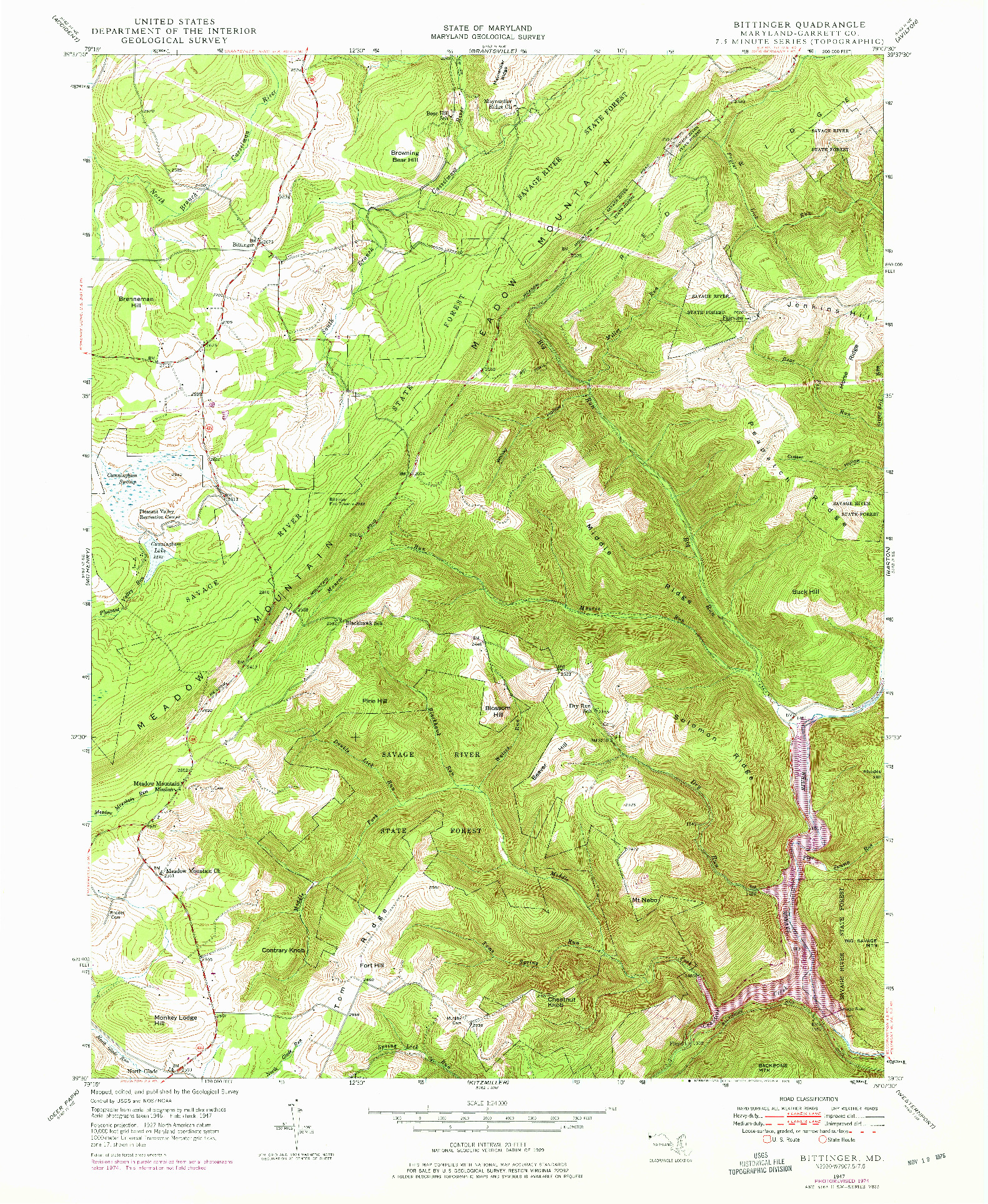 USGS 1:24000-SCALE QUADRANGLE FOR BITTINGER, MD 1947