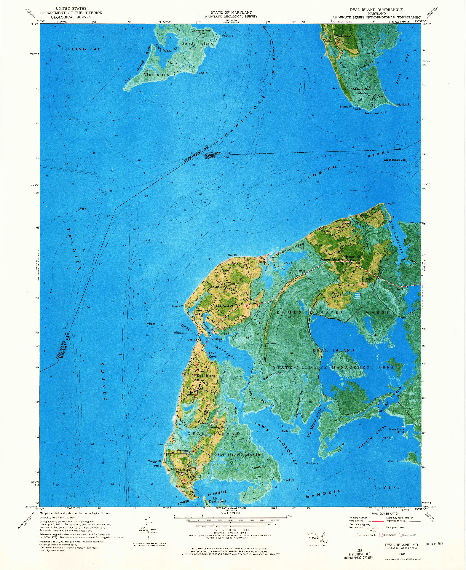 USGS 1:24000-SCALE QUADRANGLE FOR DEAL ISLAND, MD 1972
