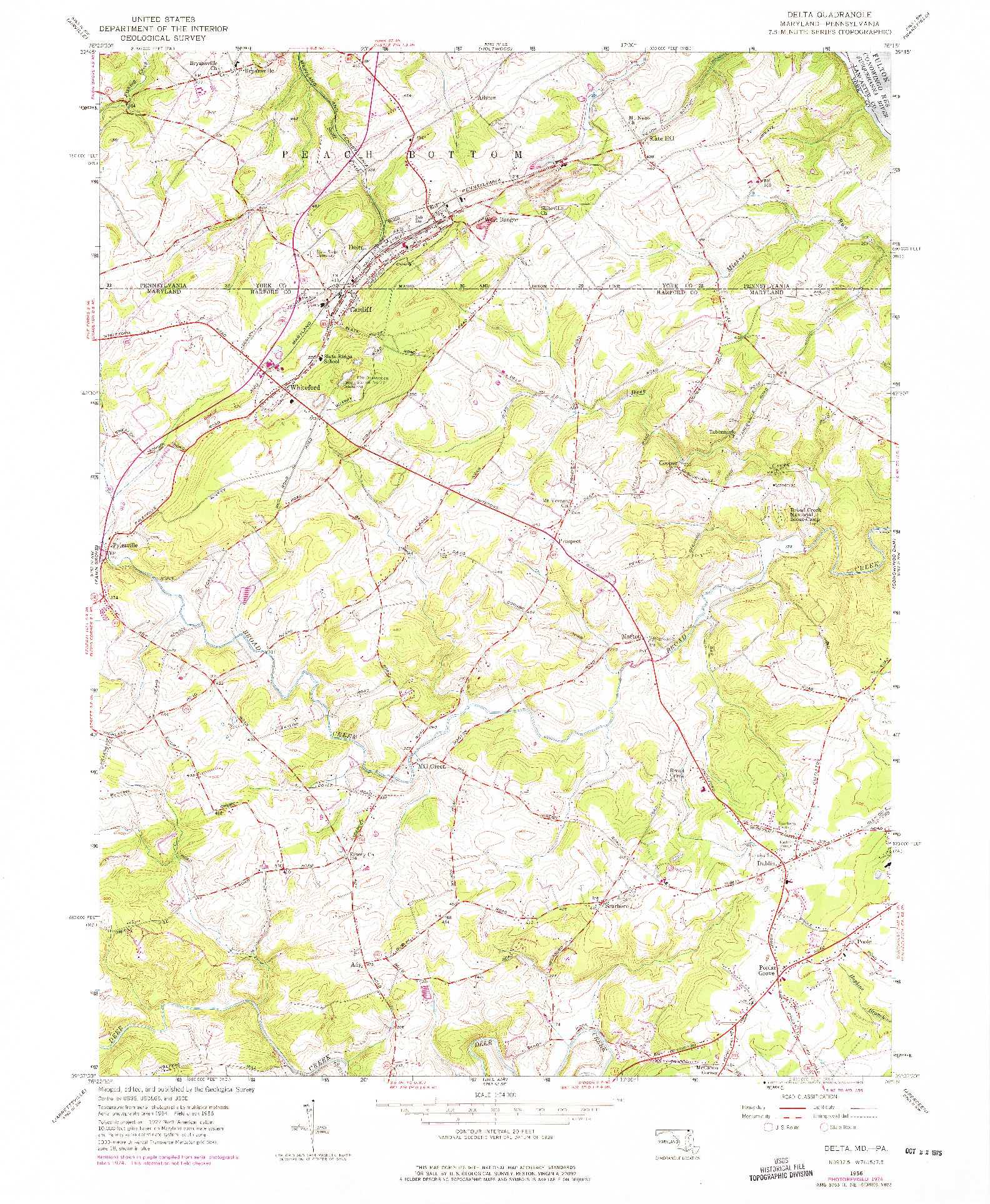 USGS 1:24000-SCALE QUADRANGLE FOR DELTA, MD 1956