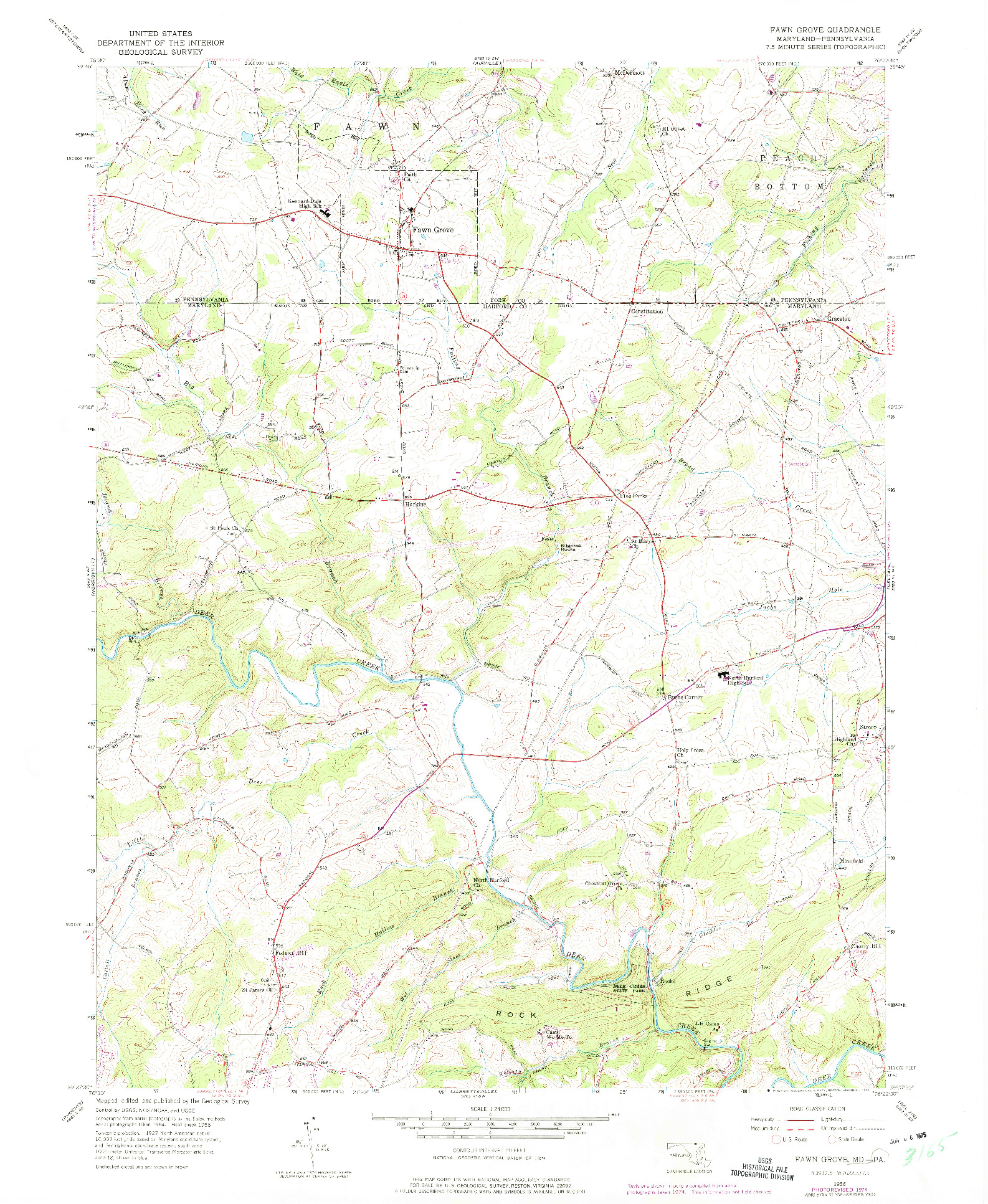 USGS 1:24000-SCALE QUADRANGLE FOR FAWN GROVE, MD 1956