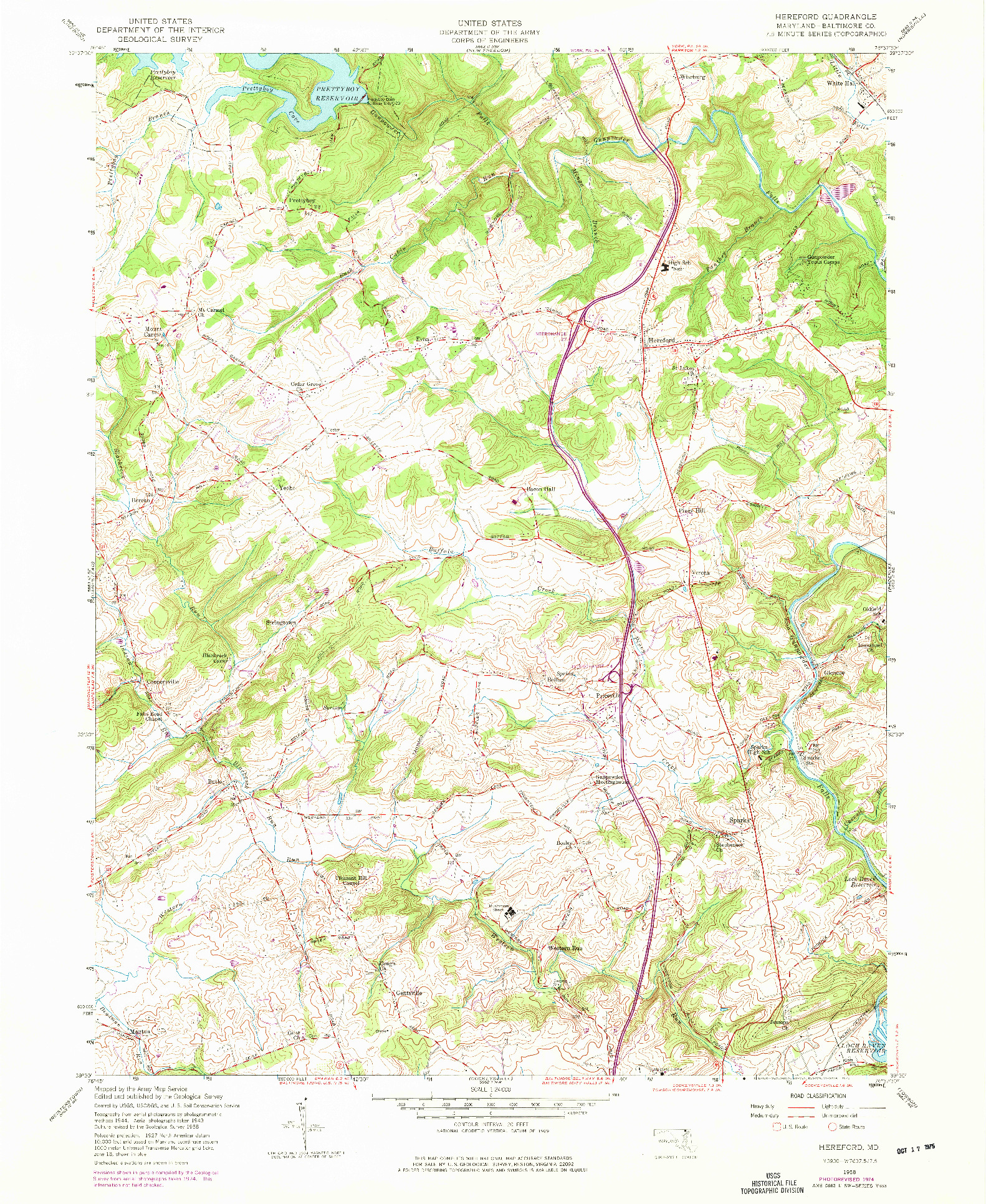 USGS 1:24000-SCALE QUADRANGLE FOR HEREFORD, MD 1958