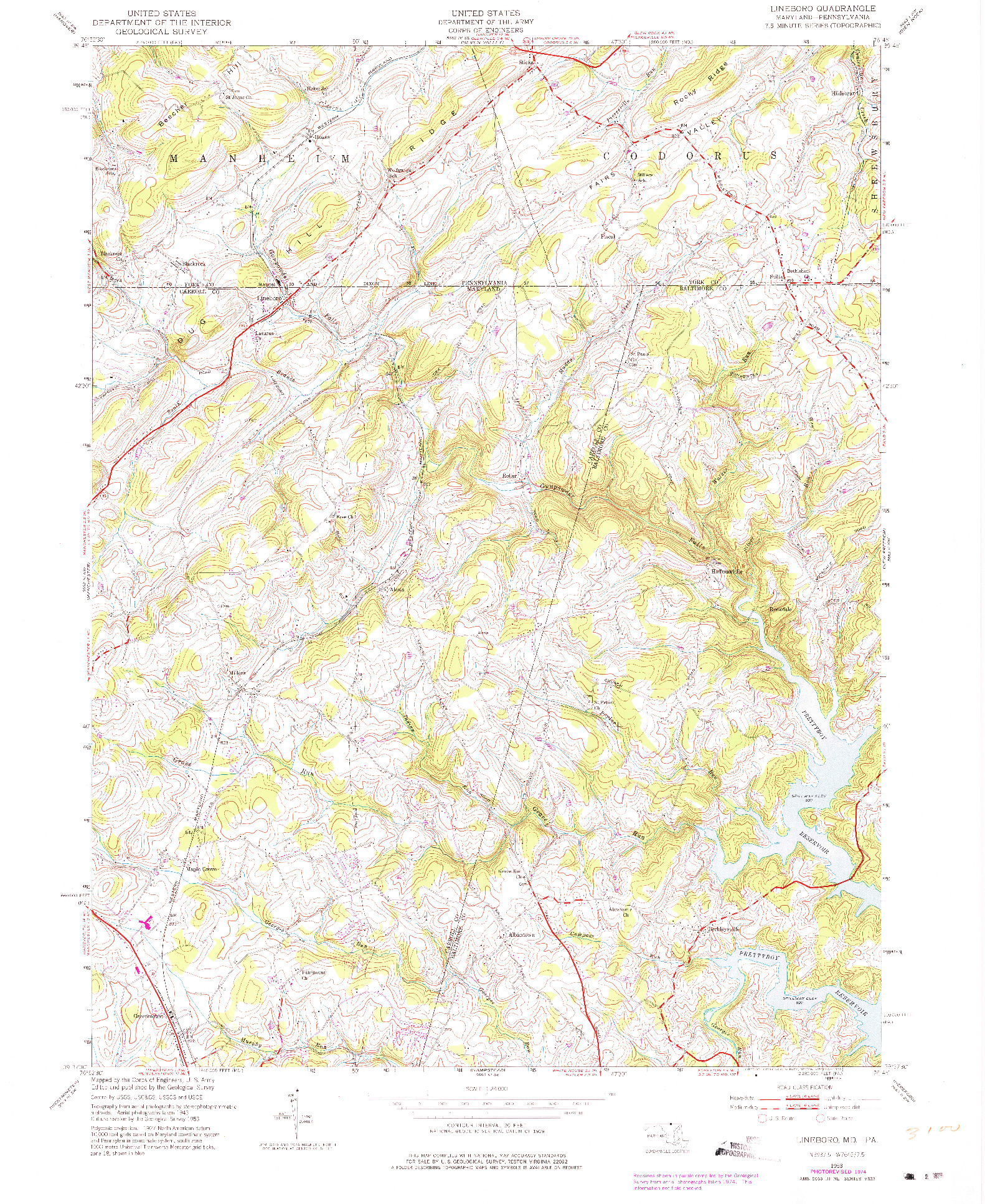 USGS 1:24000-SCALE QUADRANGLE FOR LINEBORO, MD 1953