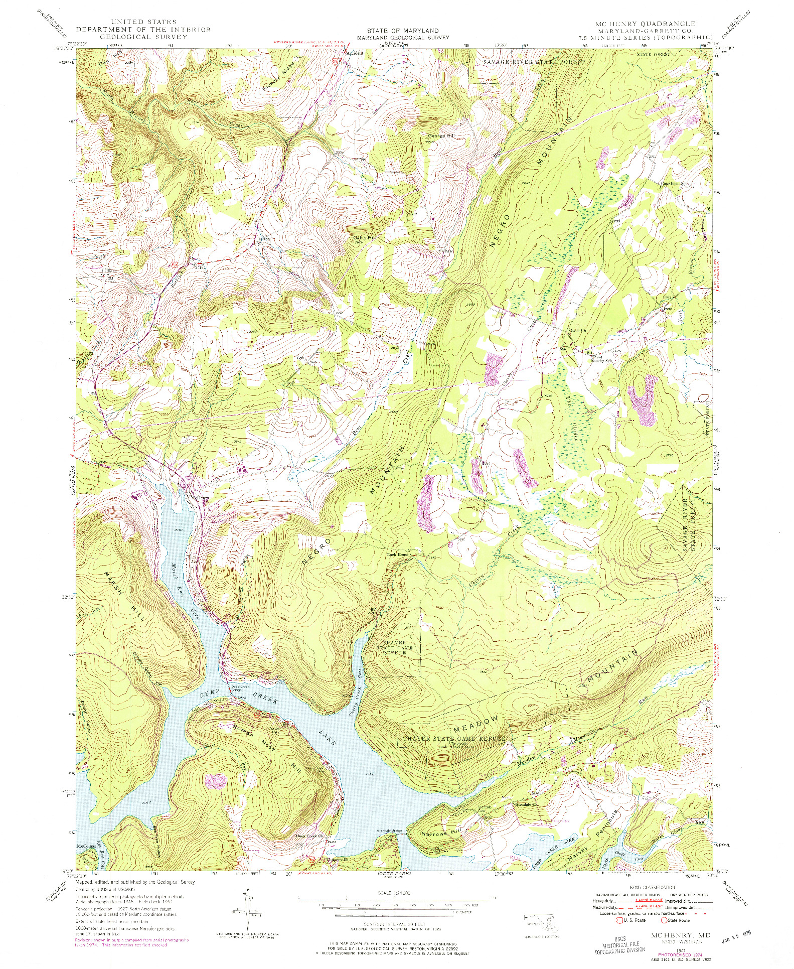 USGS 1:24000-SCALE QUADRANGLE FOR MCHENRY, MD 1947