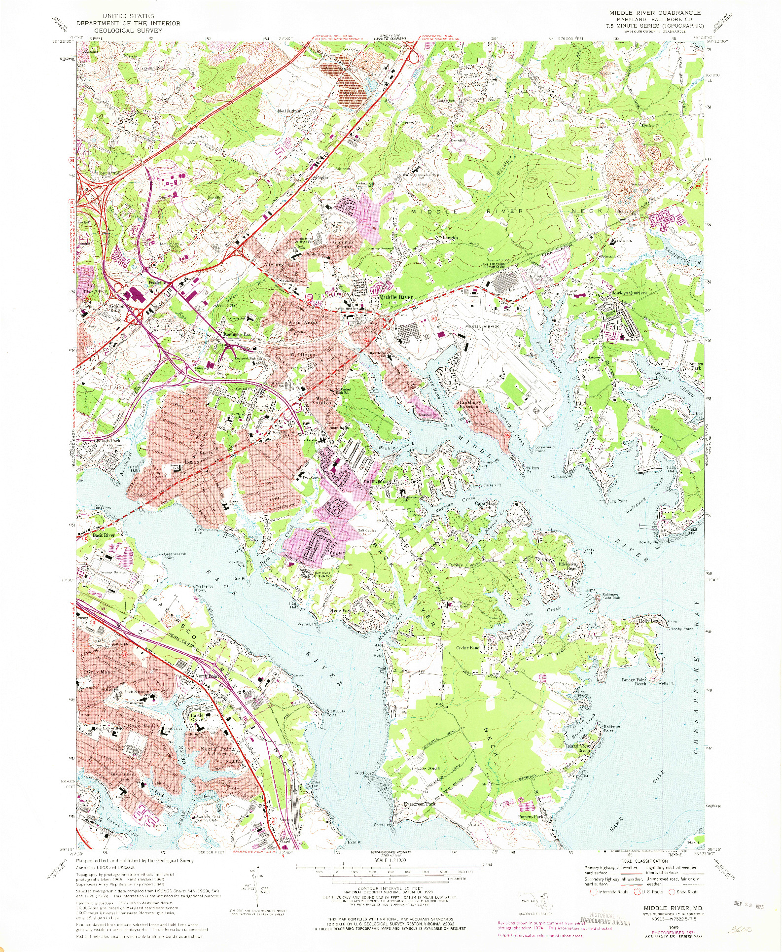 USGS 1:24000-SCALE QUADRANGLE FOR MIDDLE RIVER, MD 1969