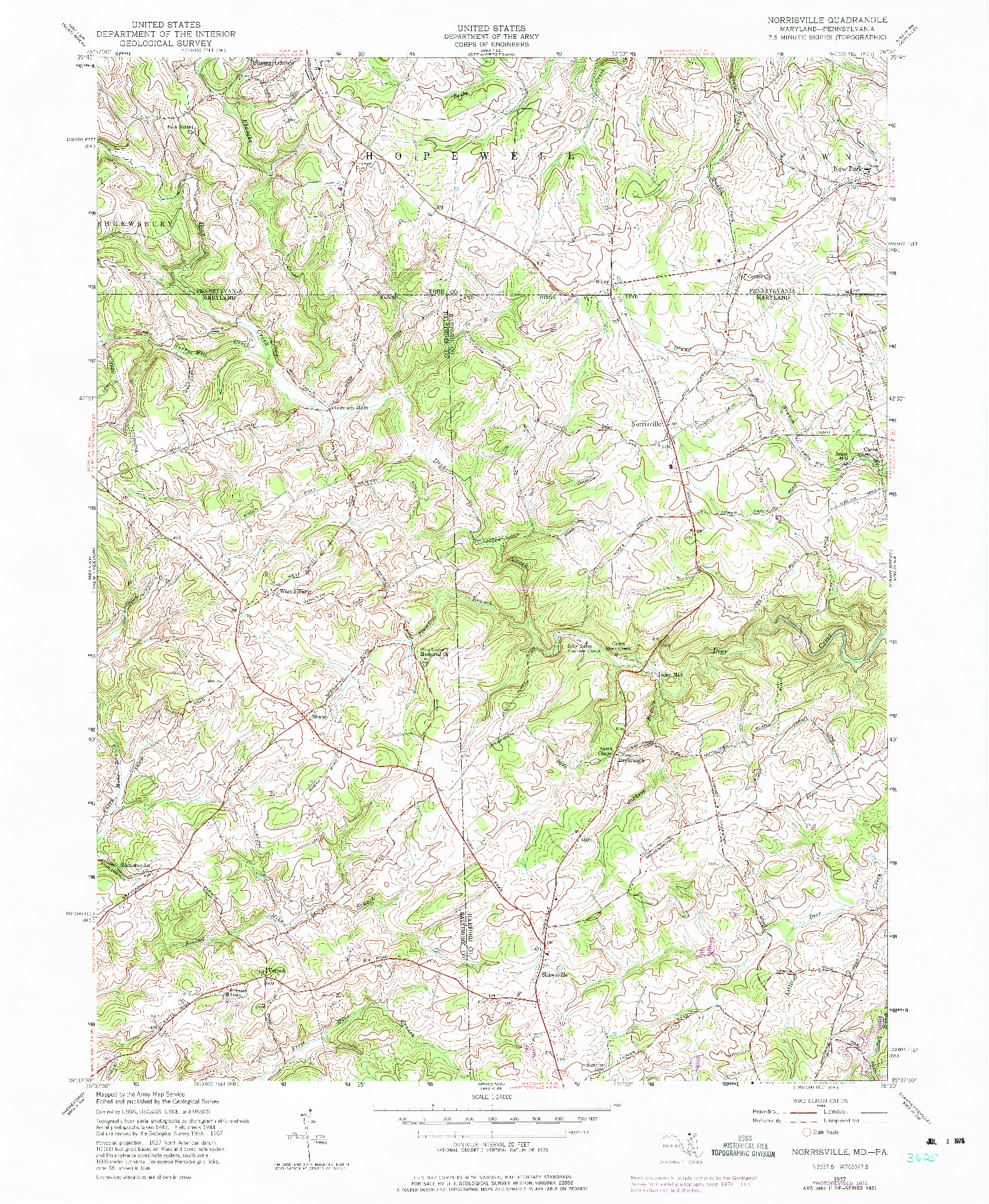 USGS 1:24000-SCALE QUADRANGLE FOR NORRISVILLE, MD 1957