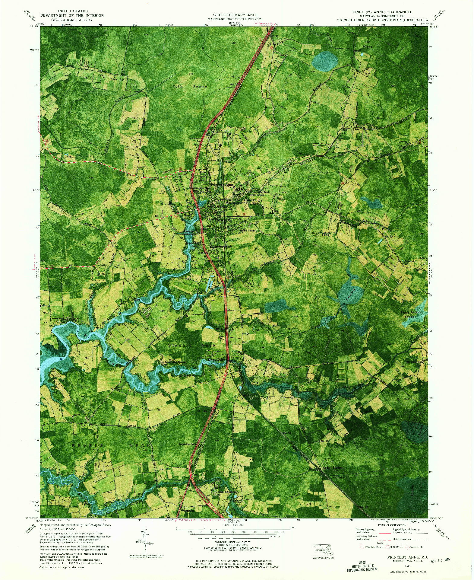 USGS 1:24000-SCALE QUADRANGLE FOR PRINCESS ANNE, MD 1972