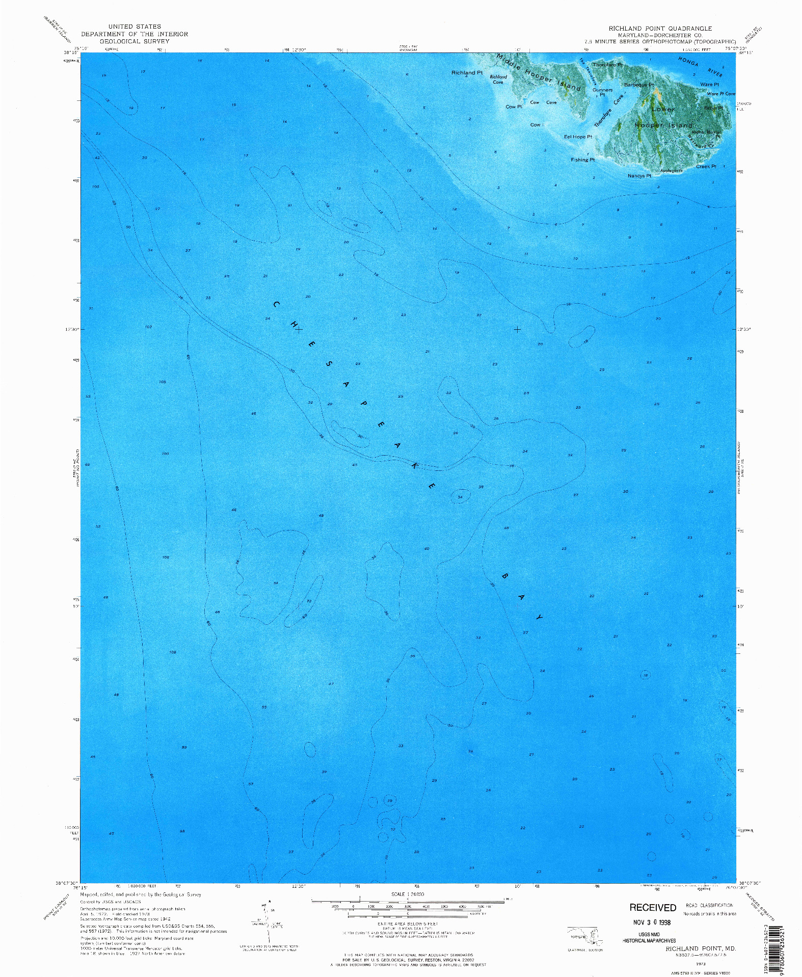 USGS 1:24000-SCALE QUADRANGLE FOR RICHLAND POINT, MD 1973