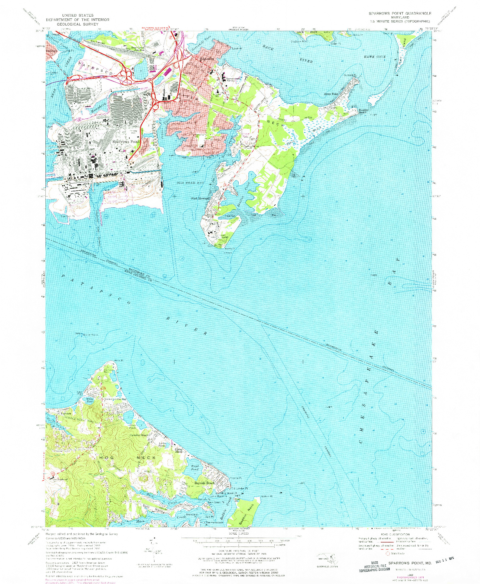 USGS 1:24000-SCALE QUADRANGLE FOR SPARROWS POINT, MD 1969