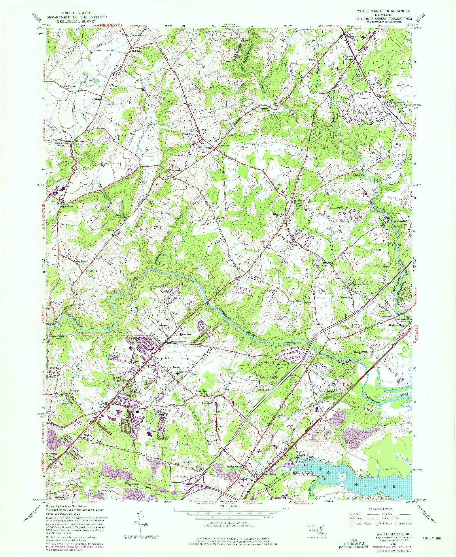 USGS 1:24000-SCALE QUADRANGLE FOR WHITE MARSH, MD 1951