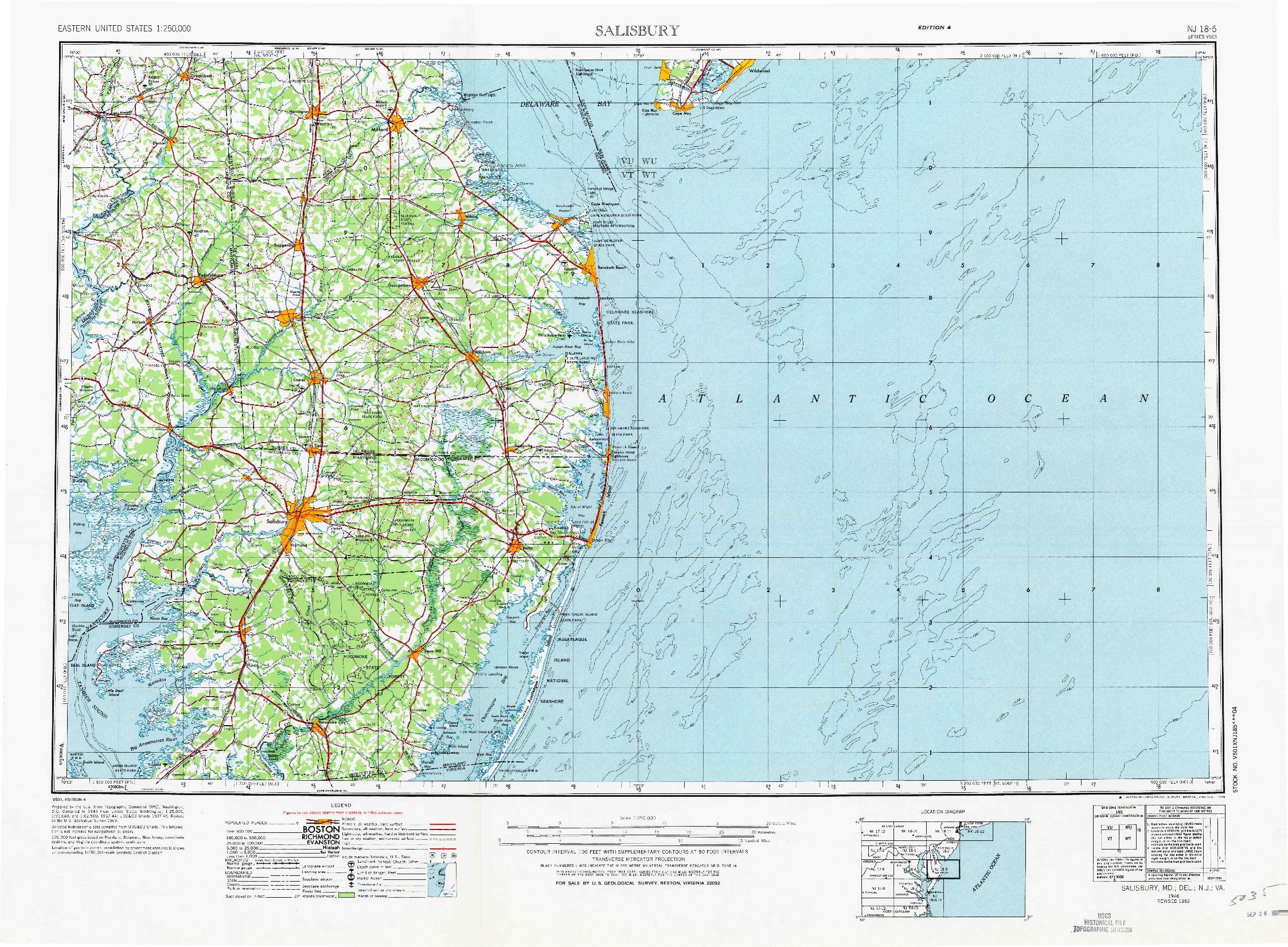 USGS 1:250000-SCALE QUADRANGLE FOR SALISBURY, MD 1946