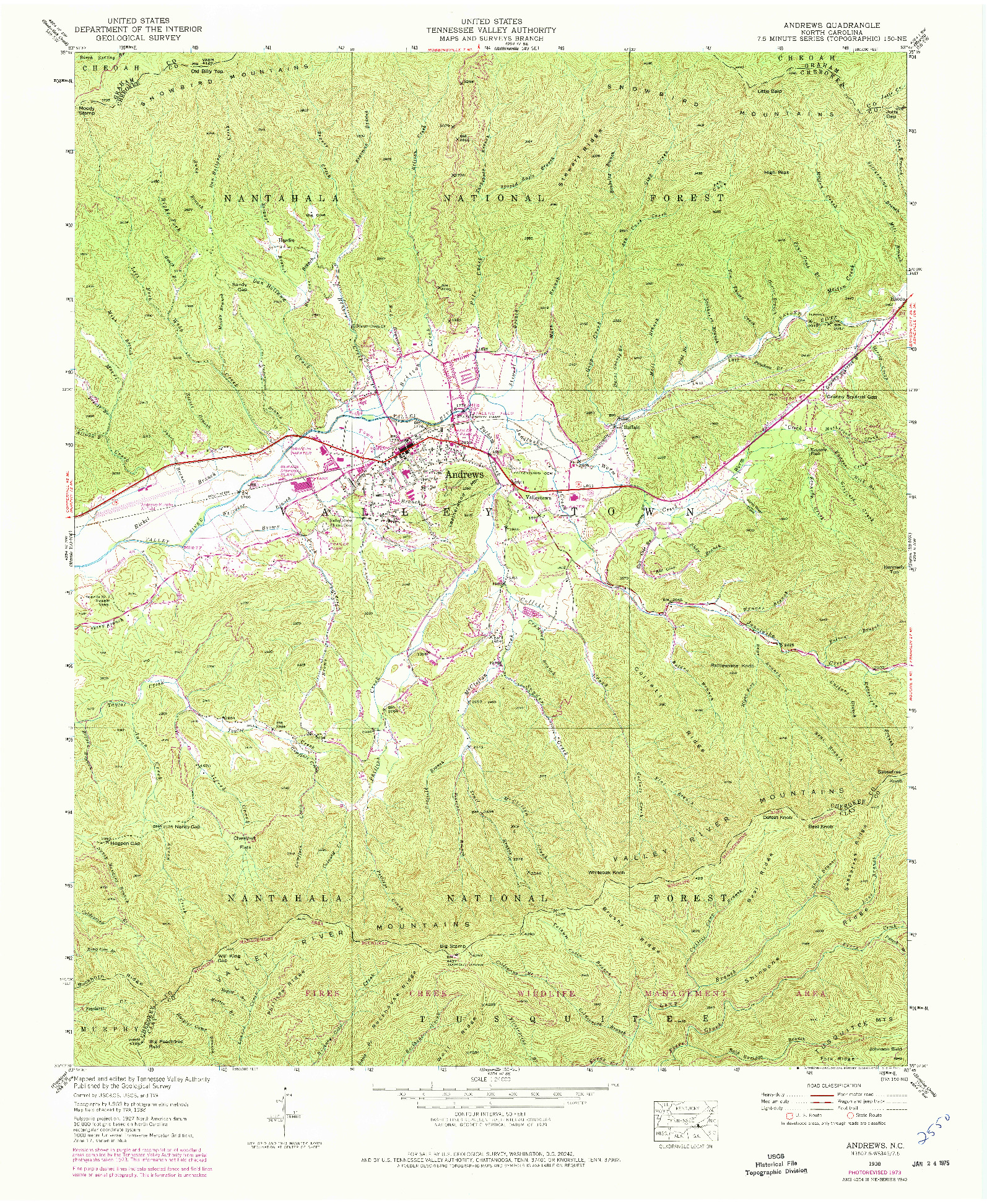 USGS 1:24000-SCALE QUADRANGLE FOR ANDREWS, NC 1938