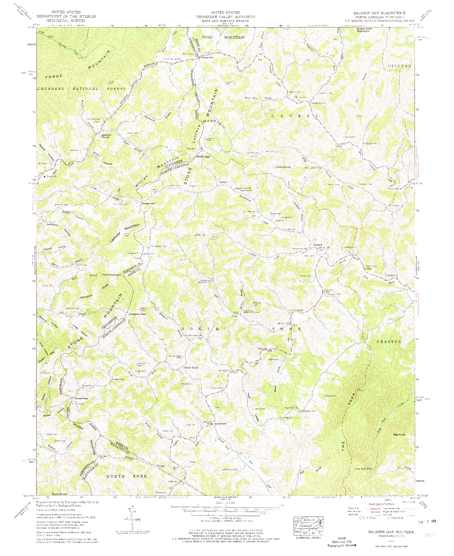 USGS 1:24000-SCALE QUADRANGLE FOR BALDWIN GAP, NC 1959