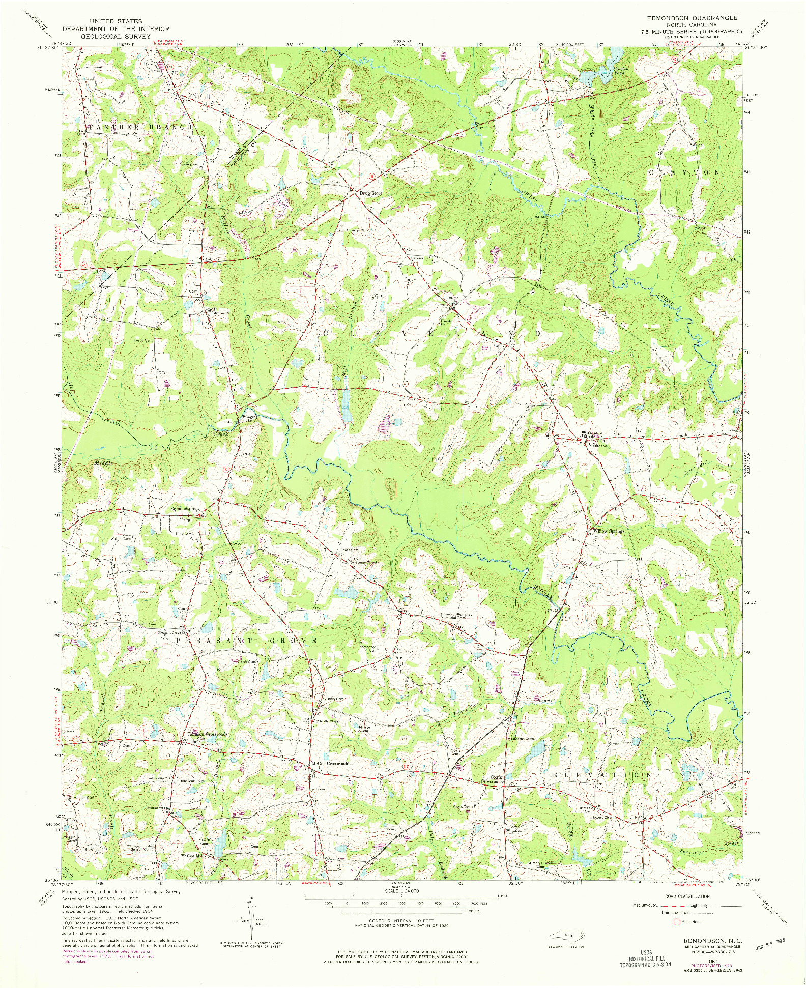 USGS 1:24000-SCALE QUADRANGLE FOR EDMONDSON, NC 1964